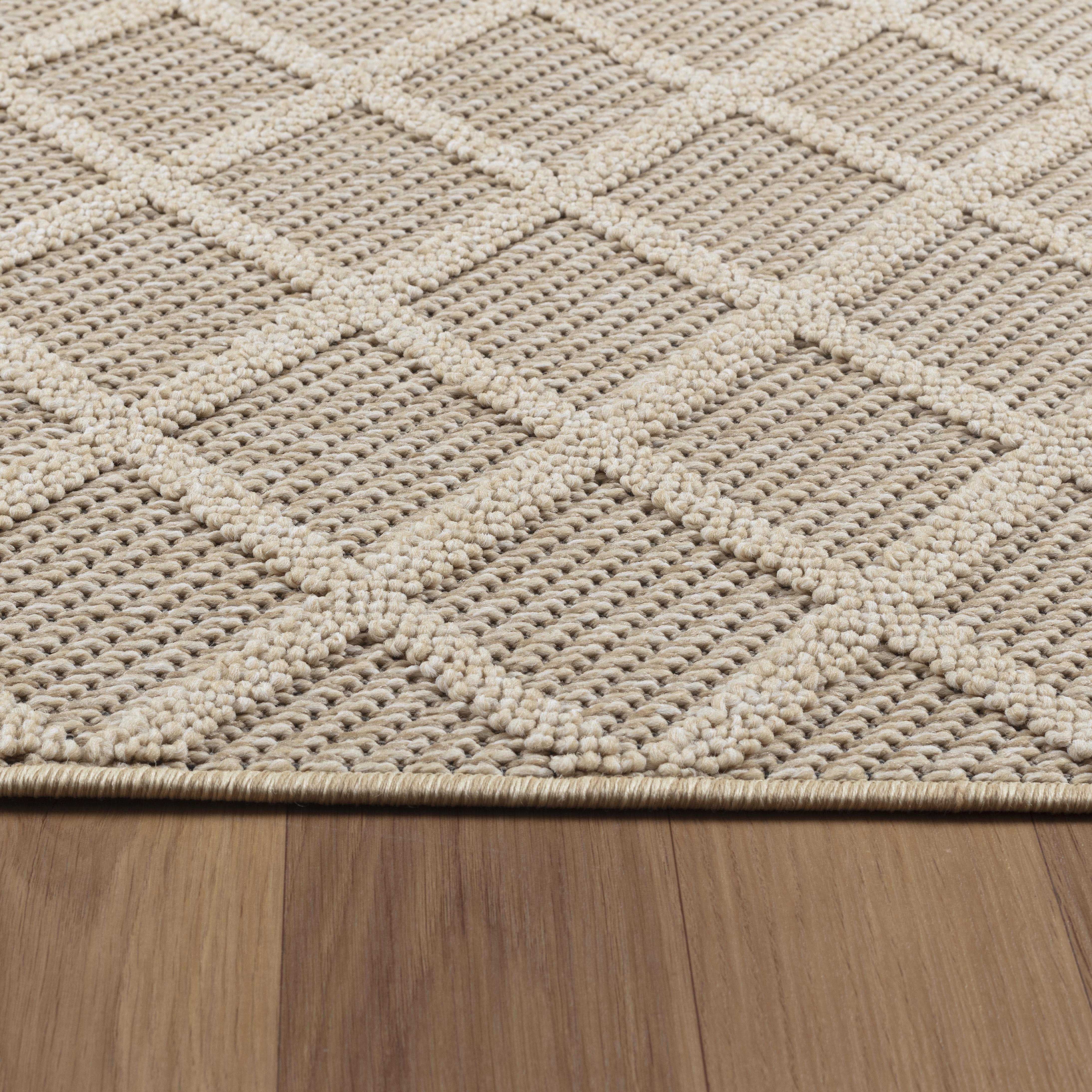 Patara Outdoorteppich Beige | Boho Design mit eckigem Muster