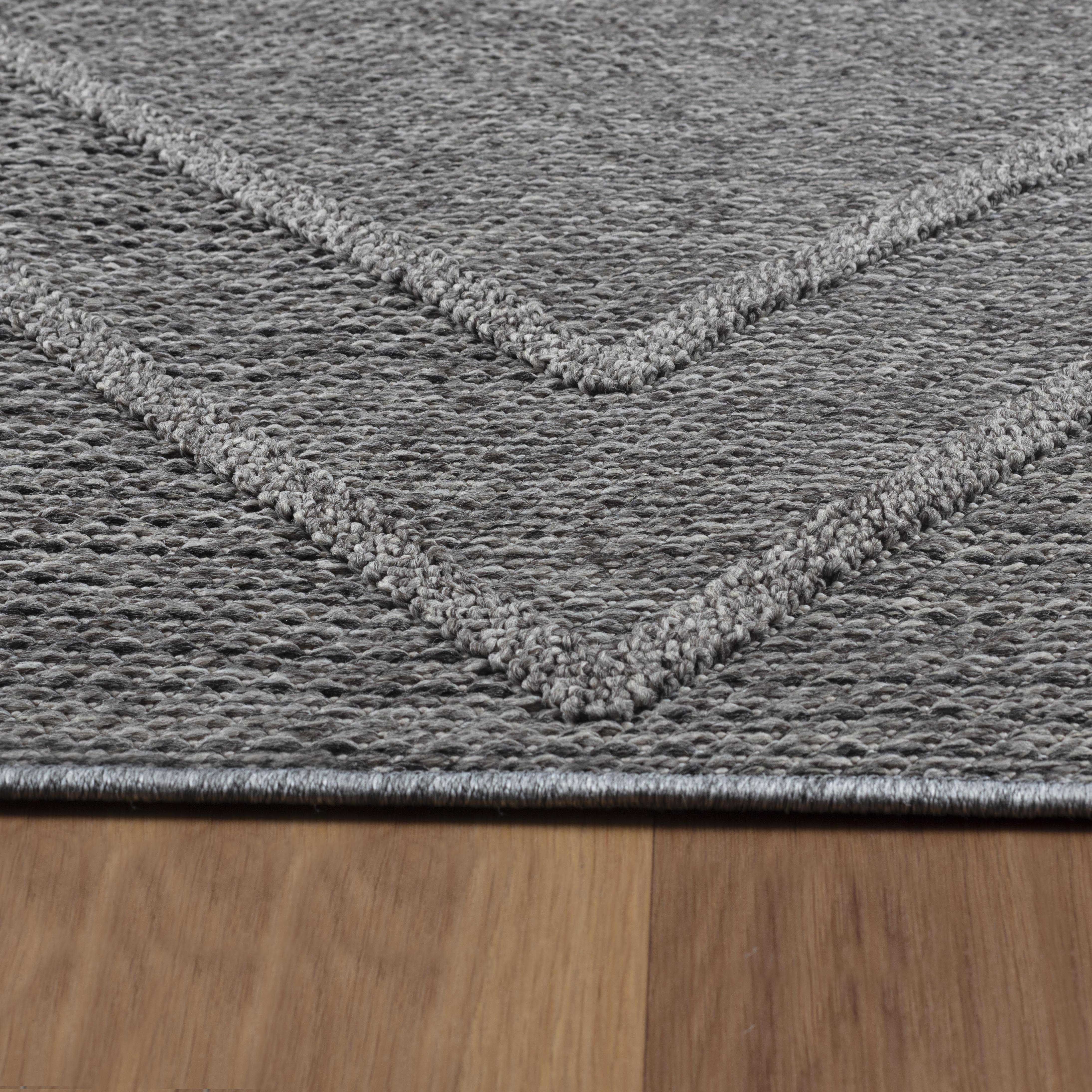 Grauer Boho Teppich für Outdoor | Patara Serie aus Polypropylen