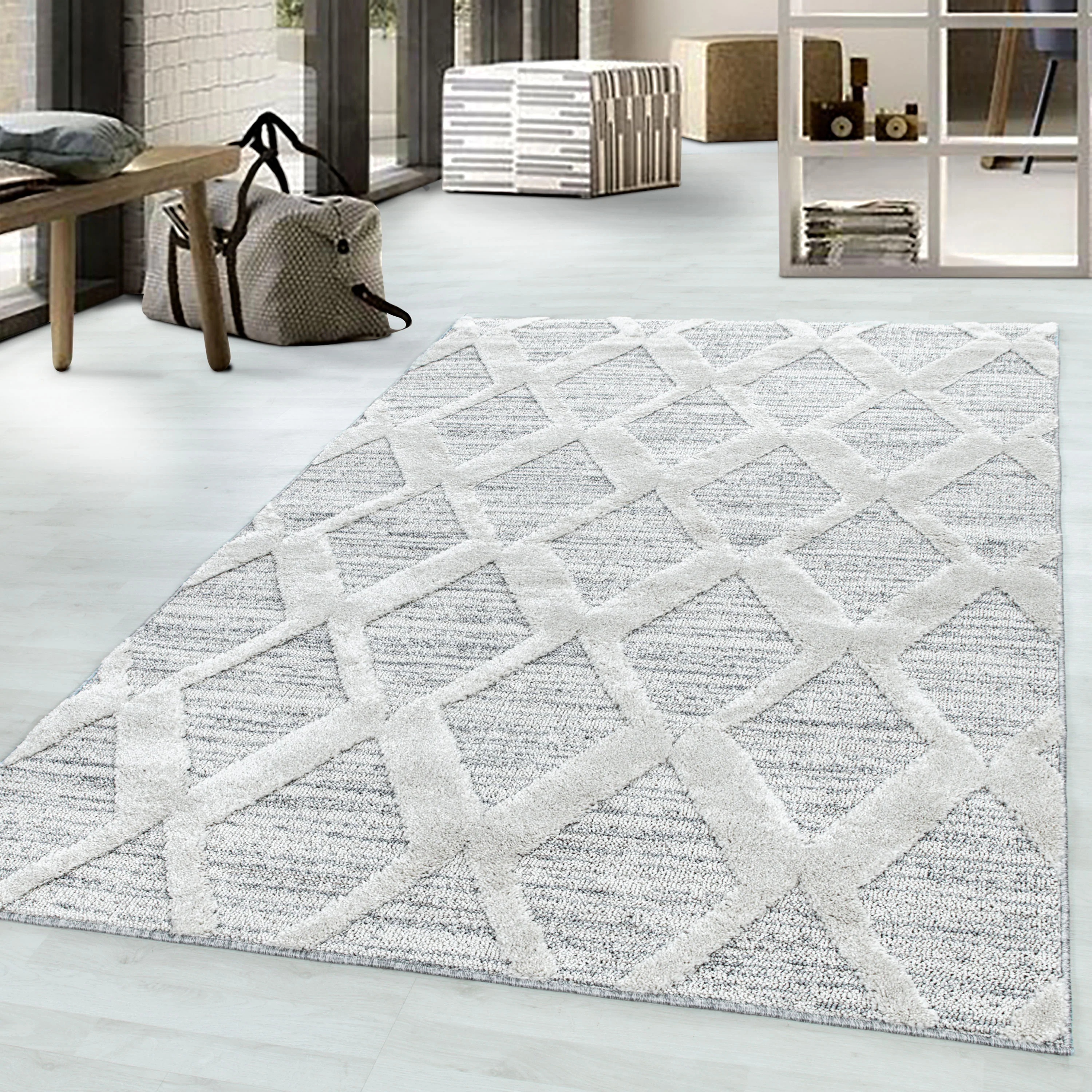 Hochflorteppiche im Boho-Design – Grau