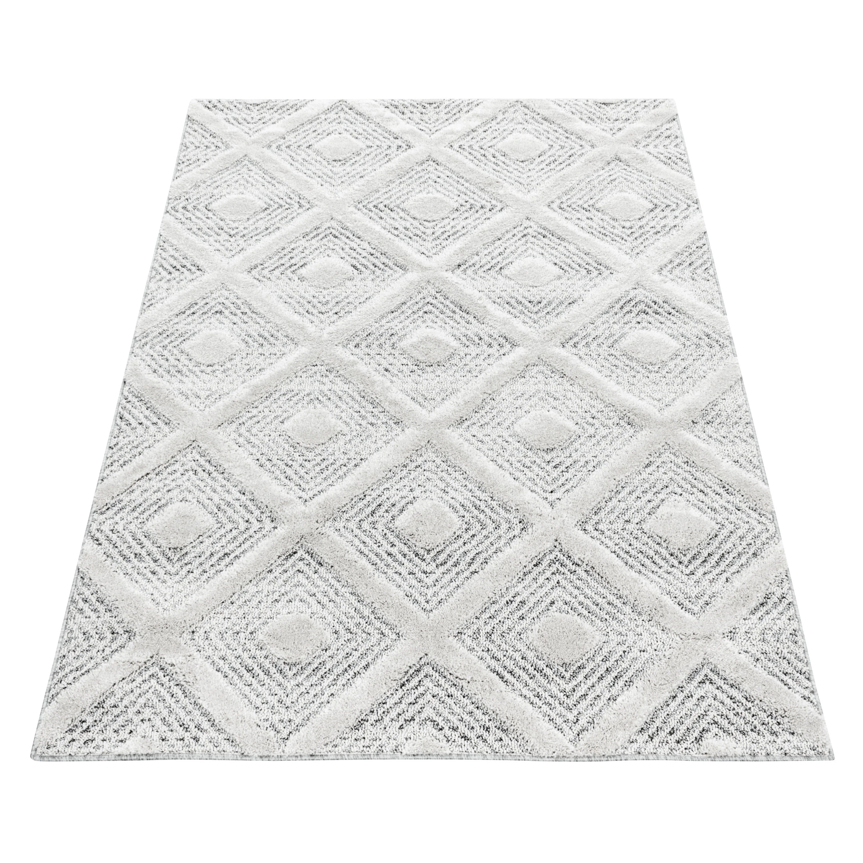 Pisa Hochflorteppiche Weiß-Grau – Geometrisch - Image 3