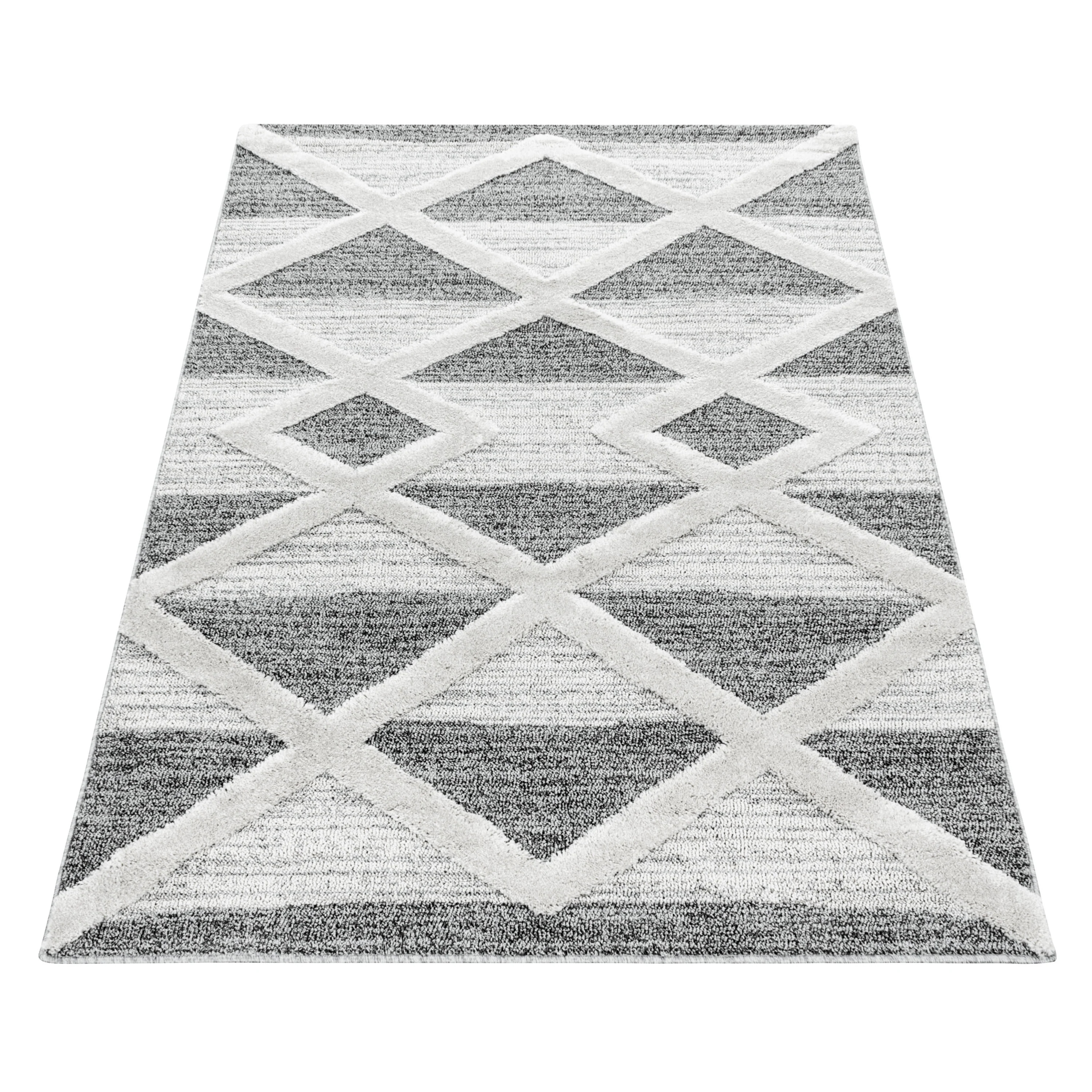 Geometrische Hochflorteppiche in Grau - Image 3