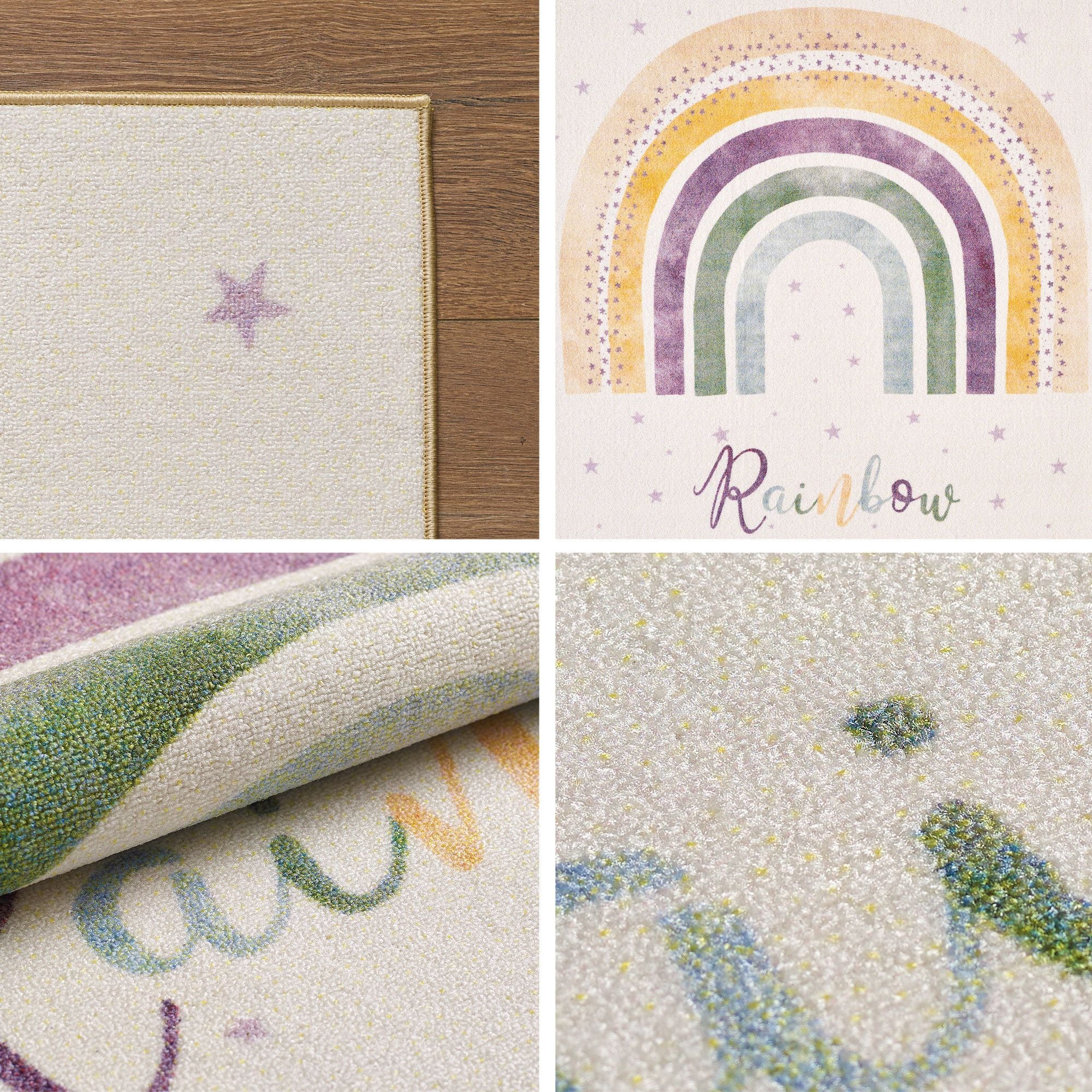 Kinderteppiche, Regenbogen, Farbe Creme, Teppich für Kinderzimmer, Rücken aus Latex - Image 3