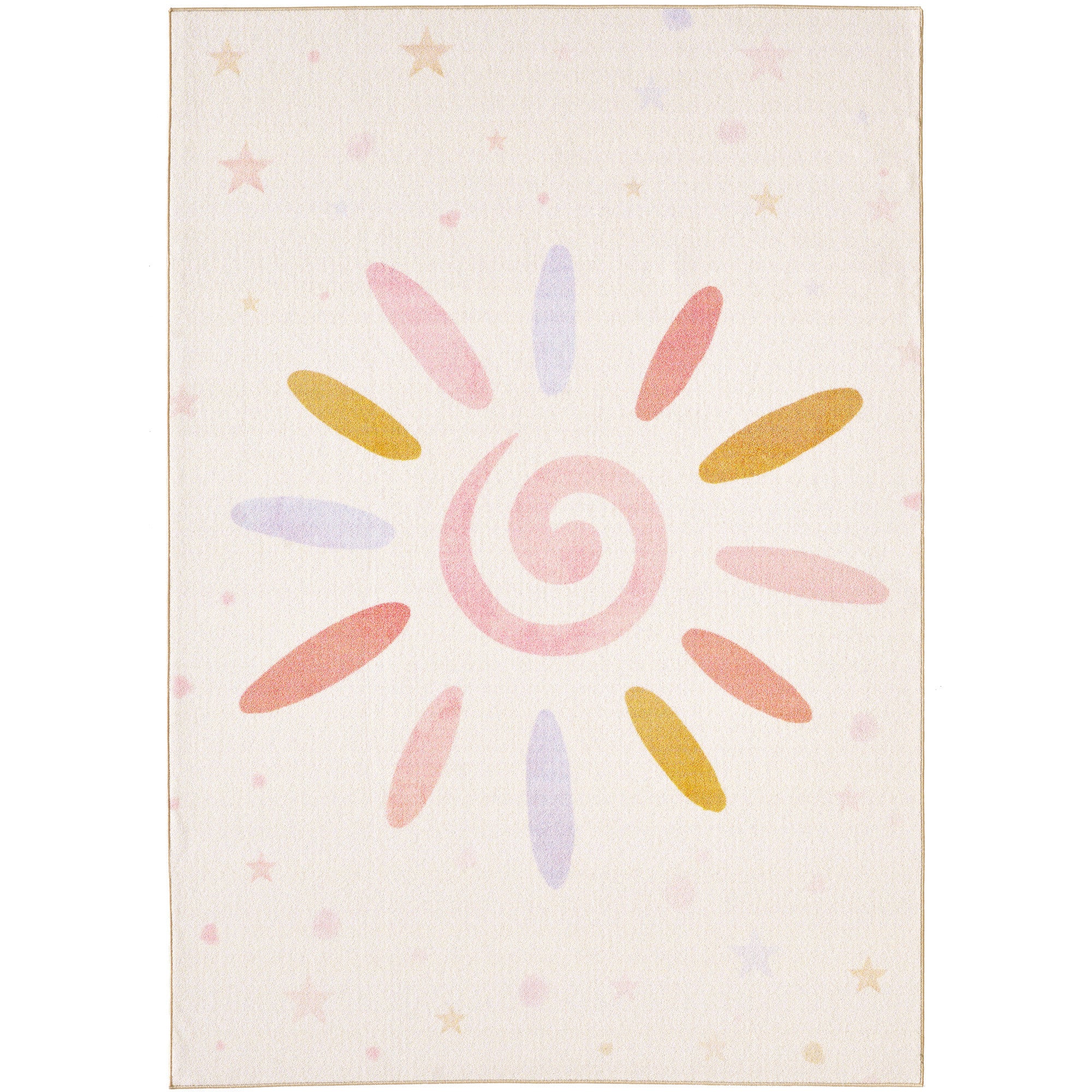 Kinderteppiche, Floral-Sonne, Farbe Creme, Teppich für Kinderzimmer, Rücken aus Latex - Image 2