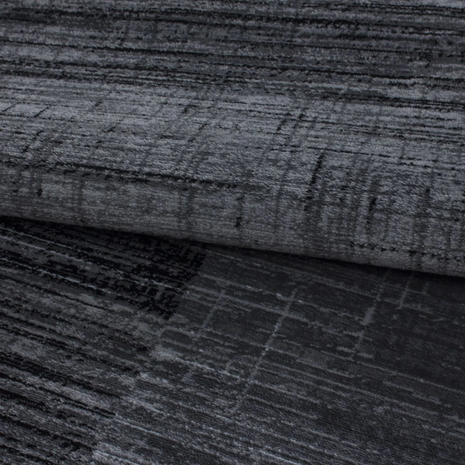 Plus Abstrakt Karierter Kurzflorteppich in Grau-Schwarz - Image 6