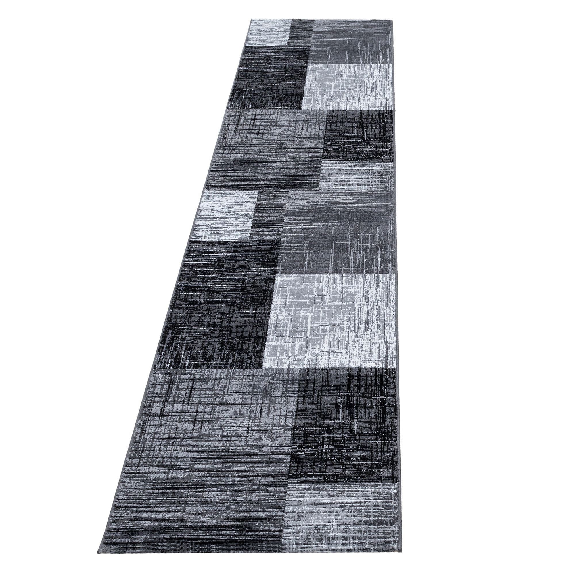 Plus Abstrakt Karierter Kurzflorteppich in Grau-Schwarz - Image 7