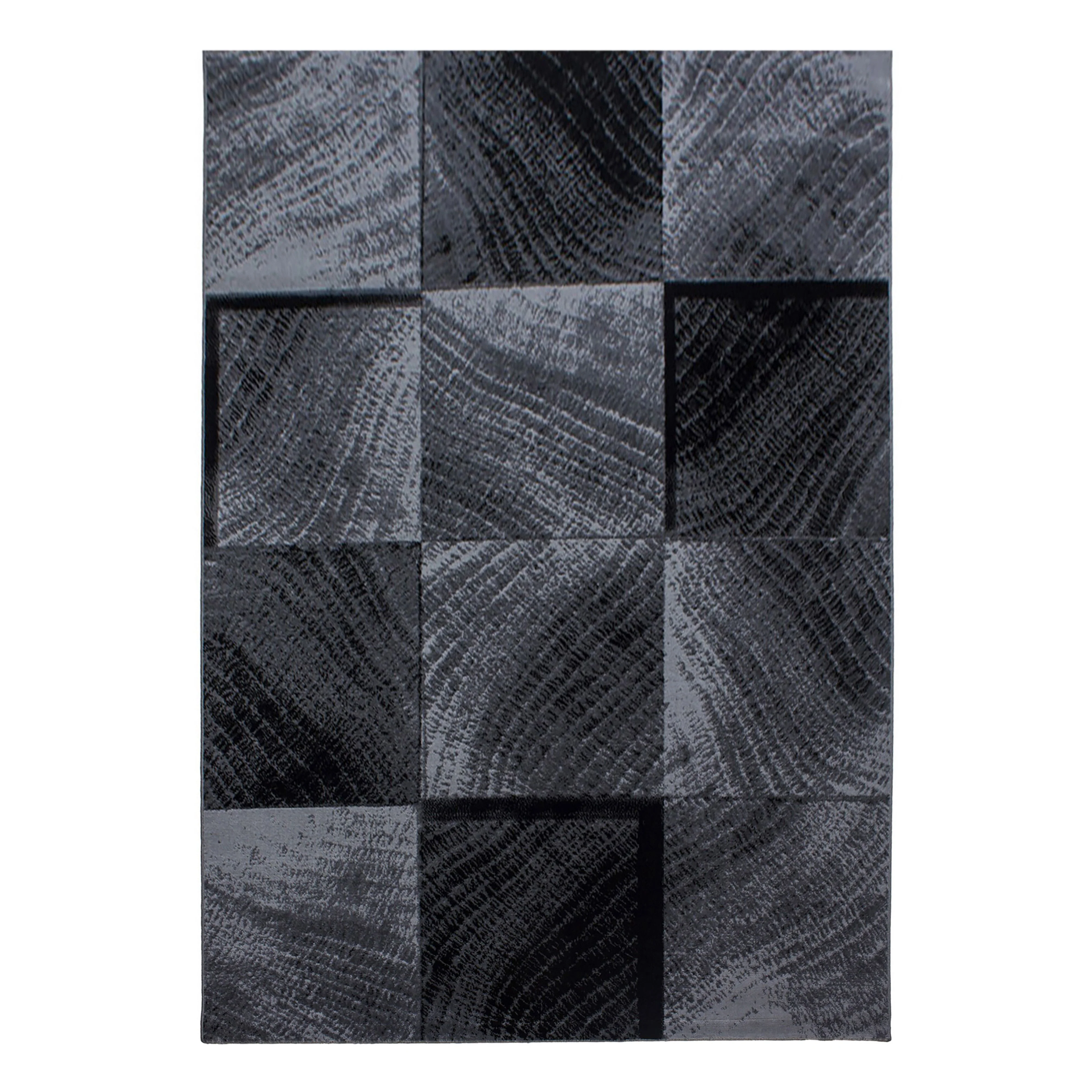 Plus Karierter Kurzflorteppich in Schwarz mit Grautönen - Image 2
