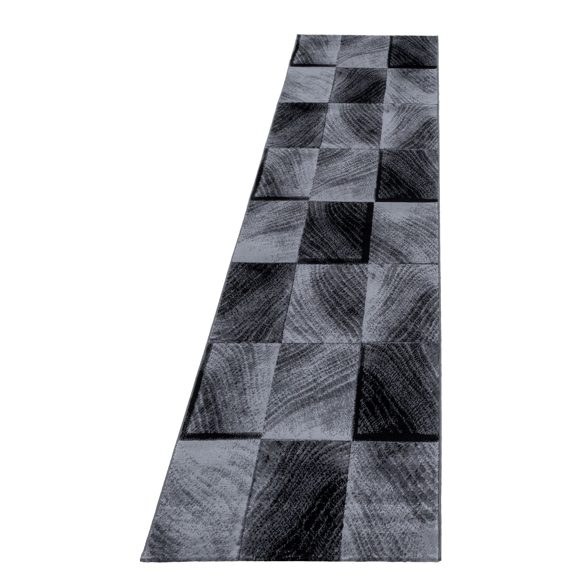 Plus Karierter Kurzflorteppich in Schwarz mit Grautönen - Image 7