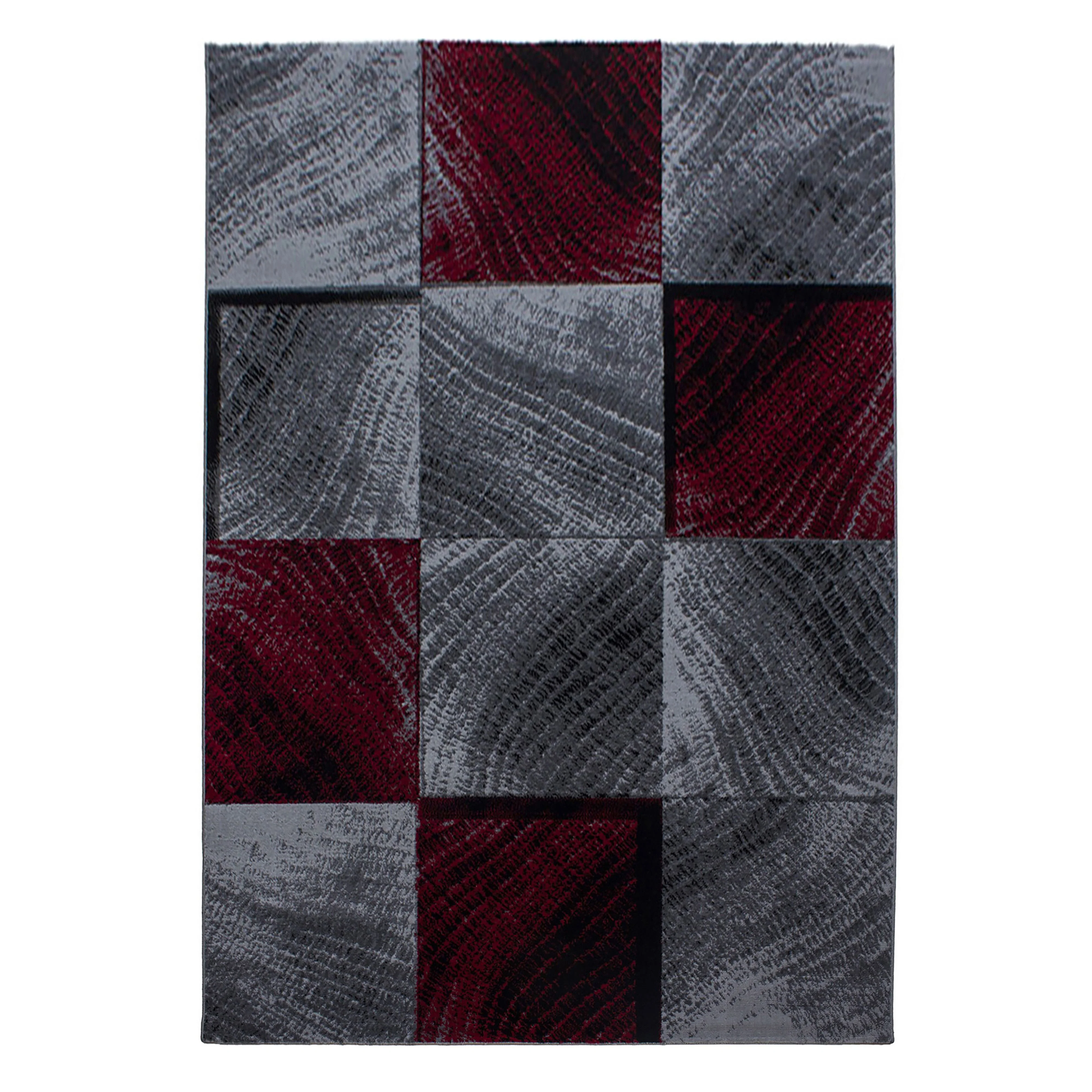 Plus Kurzflorteppich Rot-Grau – Geometrisch Kariert - Image 2