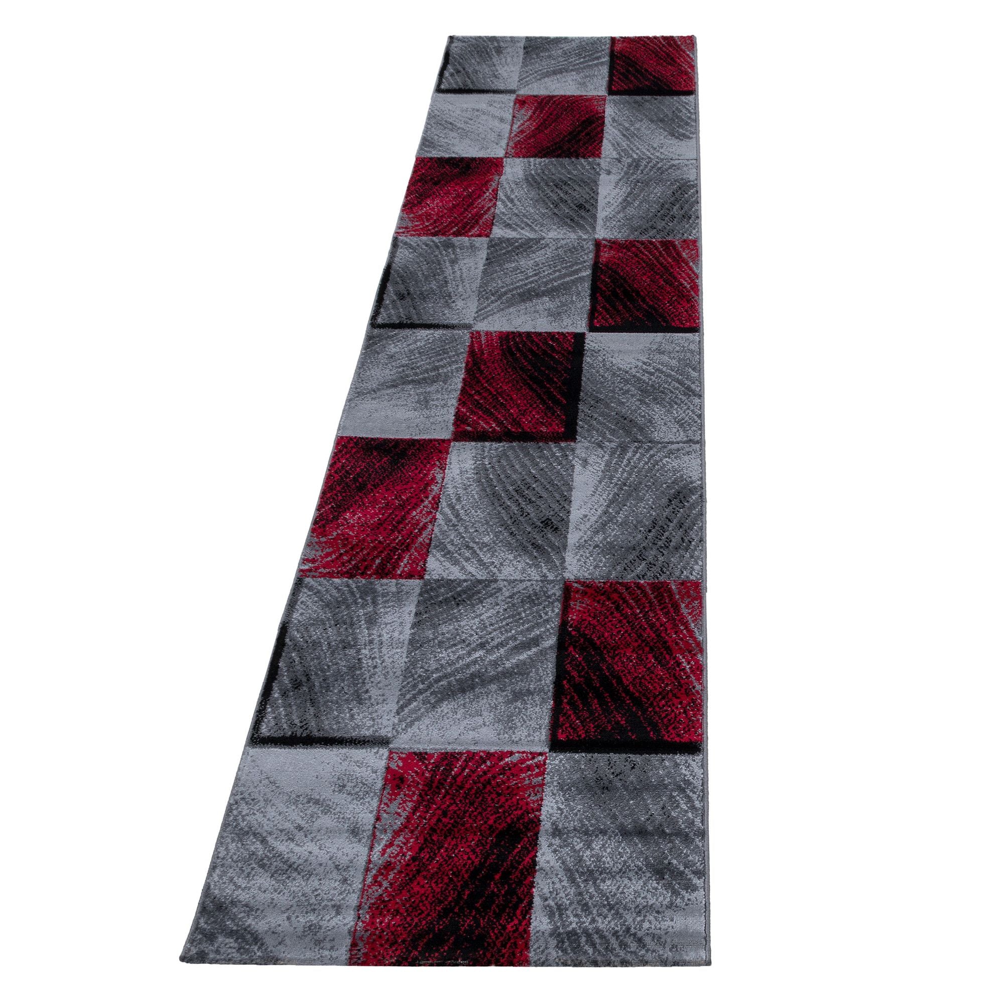 Plus Kurzflorteppich Rot-Grau – Geometrisch Kariert - Image 7