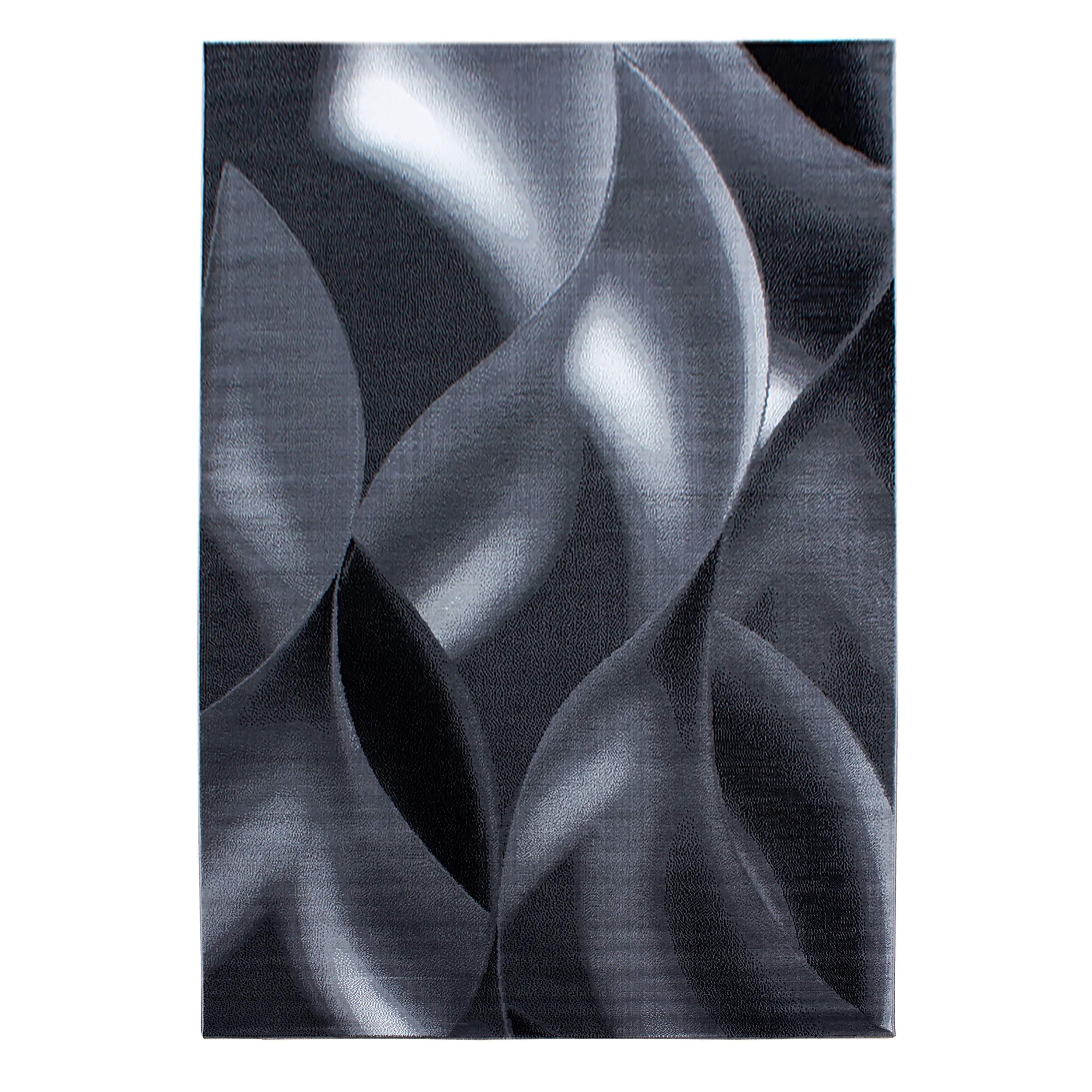 Plus Abstrakter Kurzflorteppich in Schwarz mit Wellen - Image 2