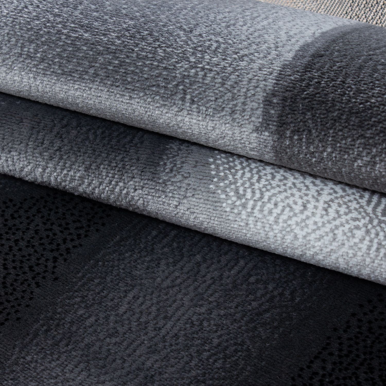 Plus Abstrakter Kurzflorteppich in Schwarz mit Wellen - Image 6