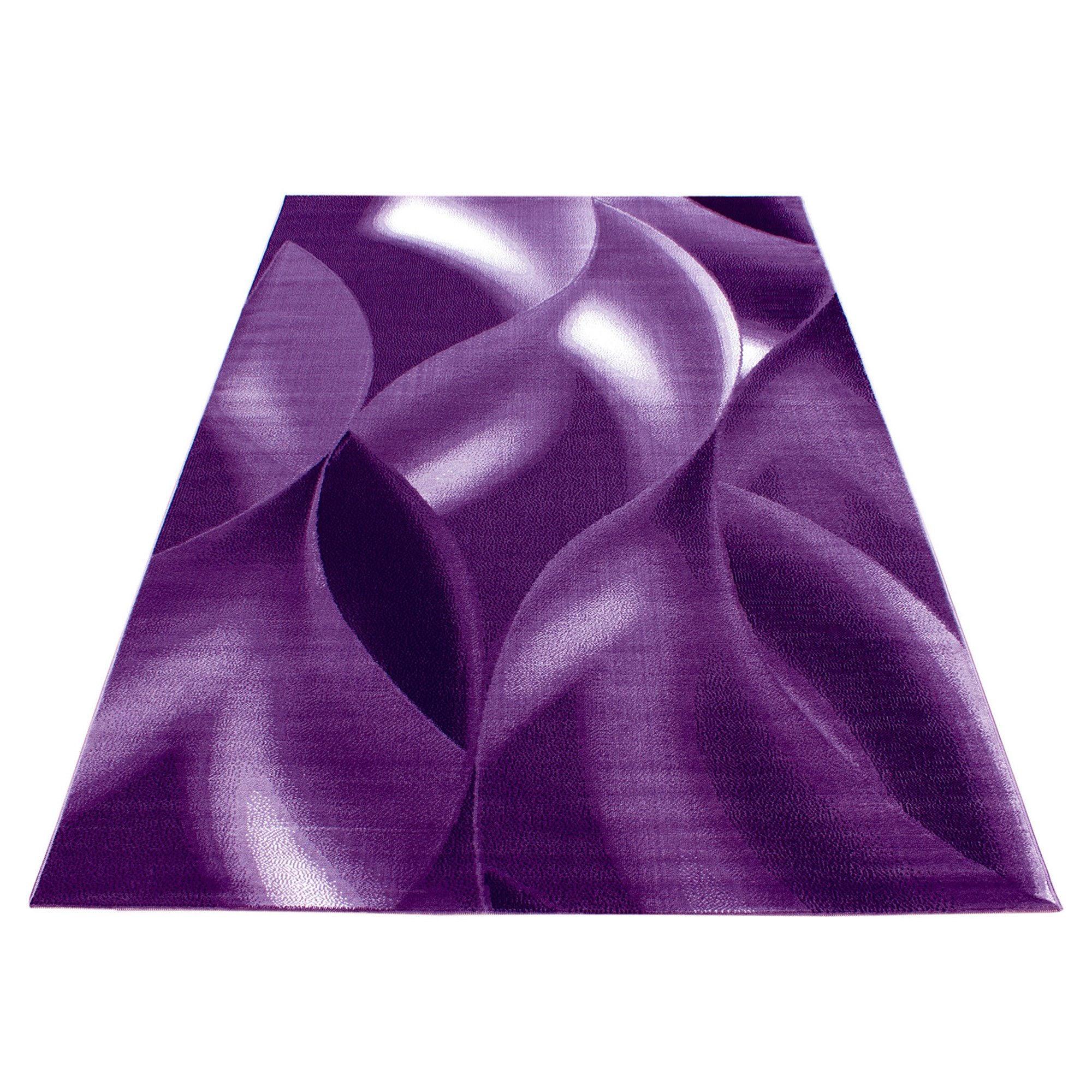 Plus Abstrakter Kurzflorteppich in Violett mit Wellen - Image 3