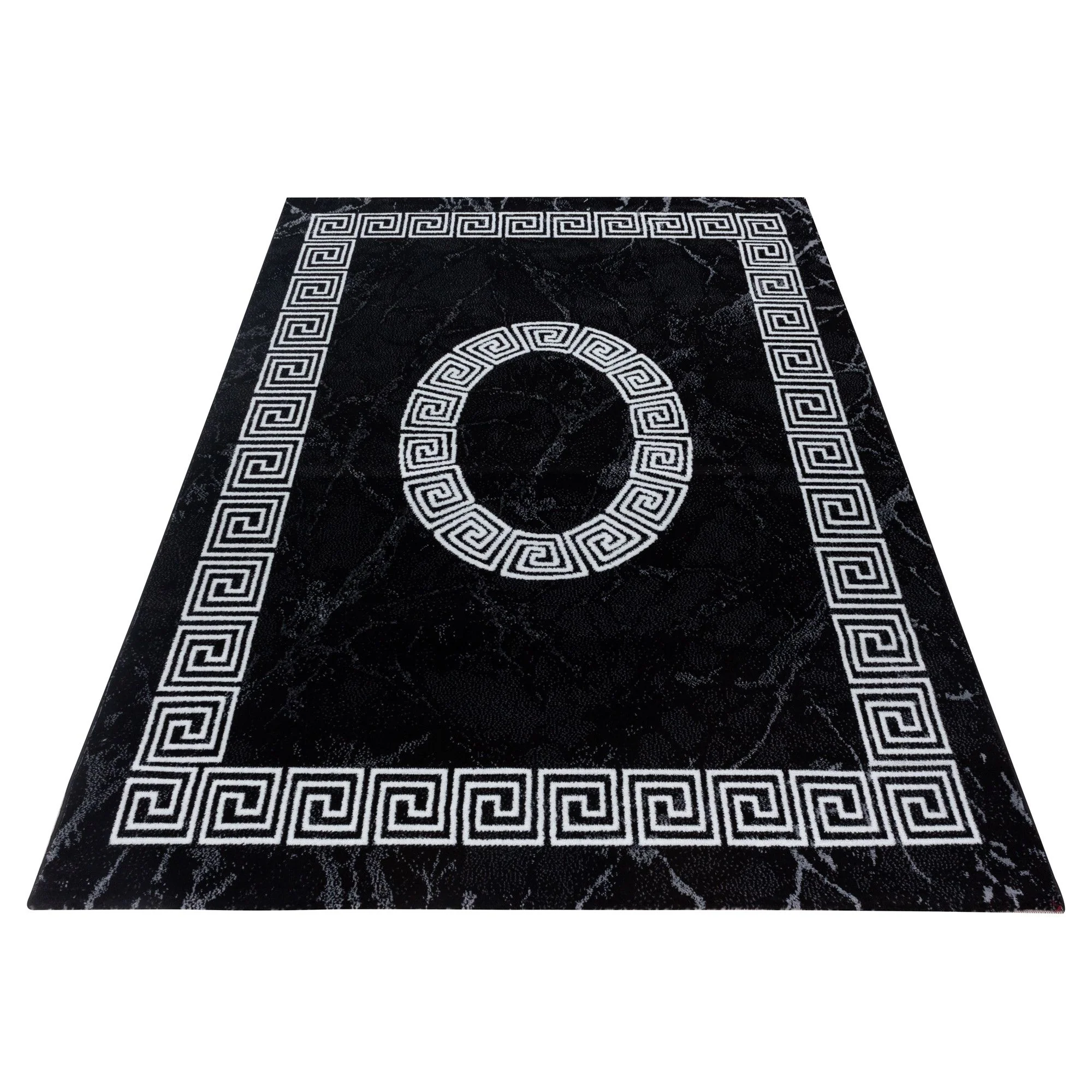 Plus Kurzflorteppich Schwarz – Mäander mit Mittelmotiv - Image 3