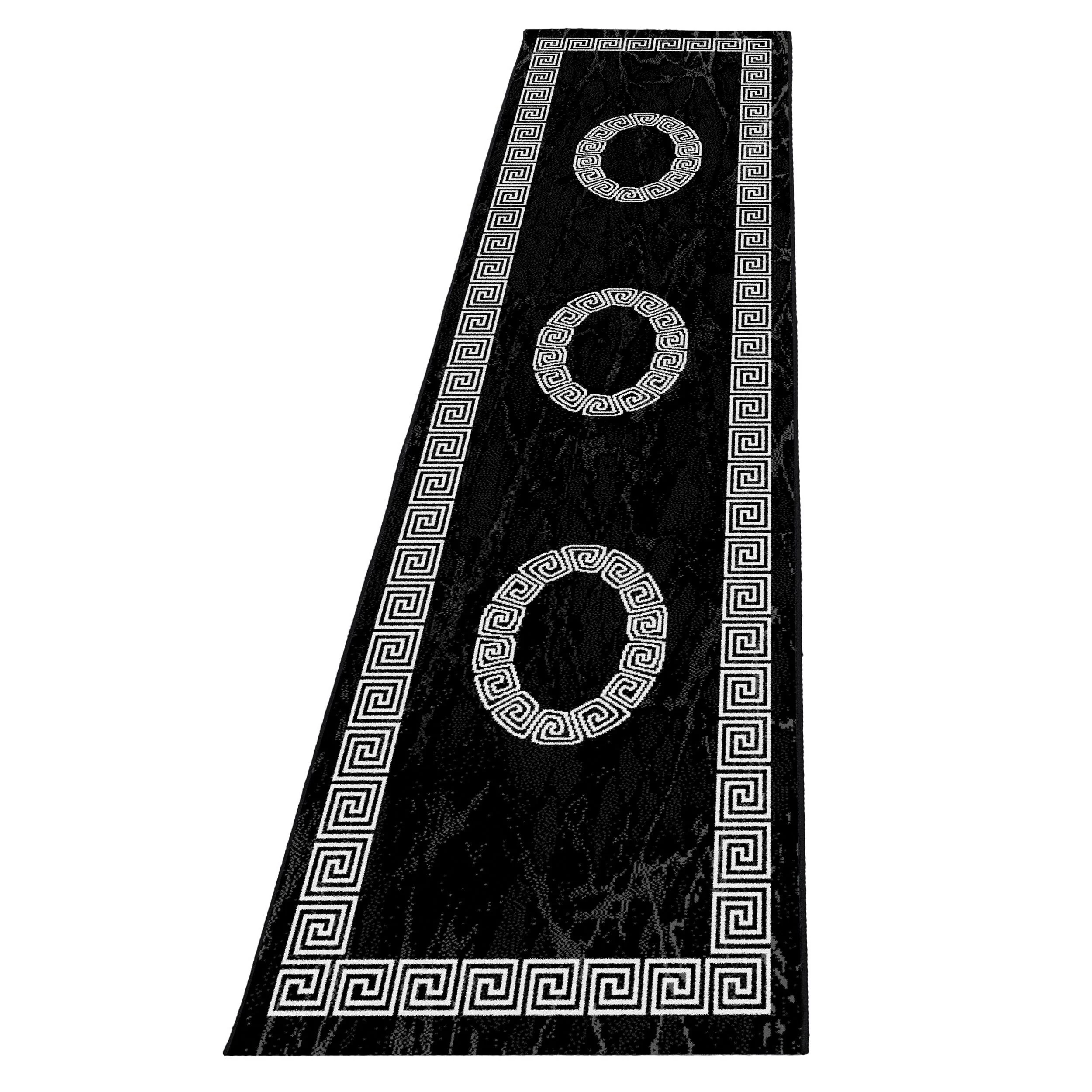Plus Kurzflorteppich Schwarz – Mäander mit Mittelmotiv - Image 7