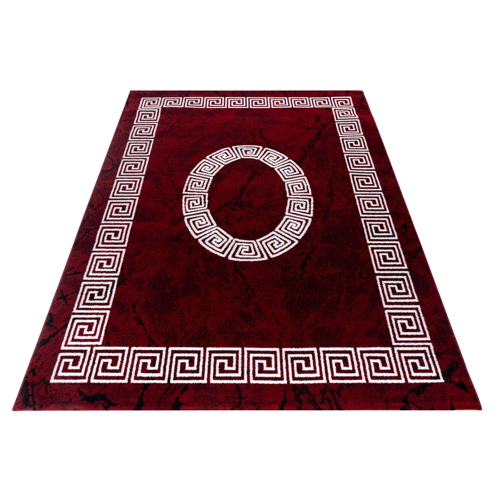 Plus Kurzflorteppich Rot – Mäander mit Mittelmotiv - Image 3