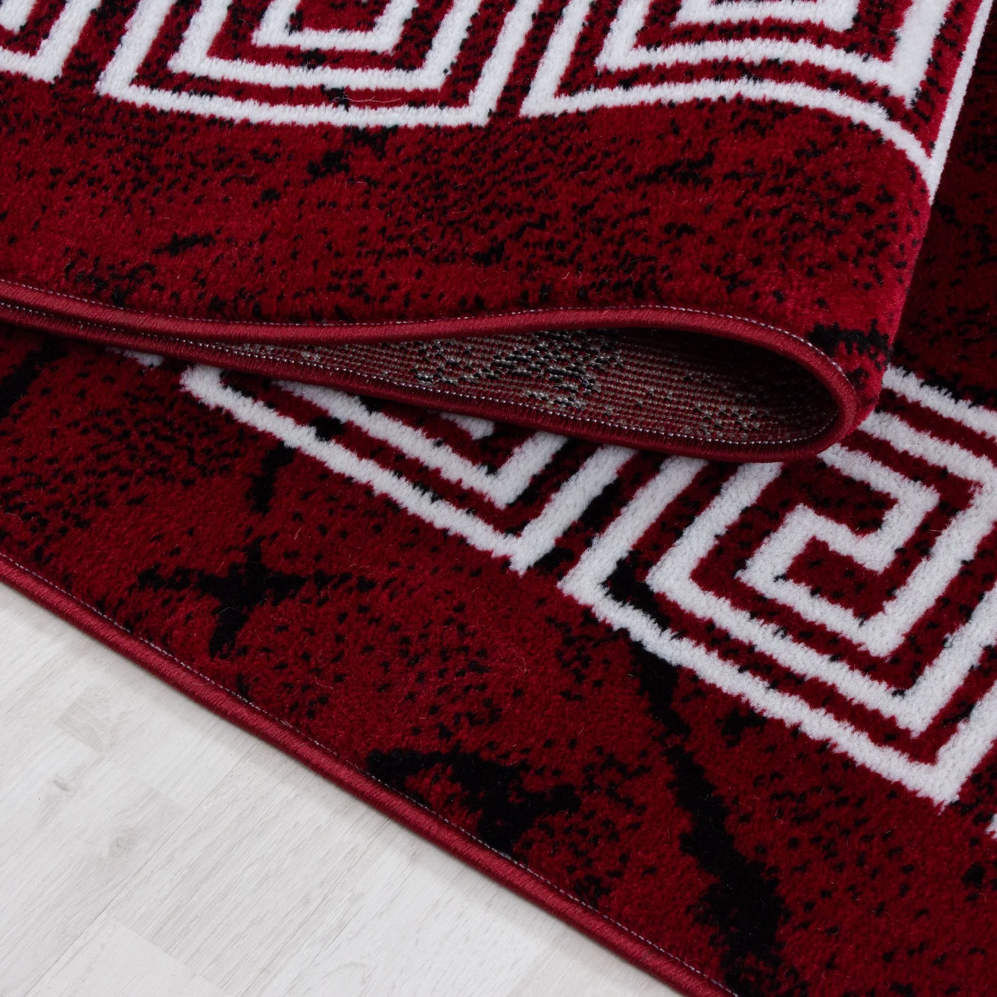 Plus Kurzflorteppich Rot – Mäander mit Mittelmotiv - Image 5