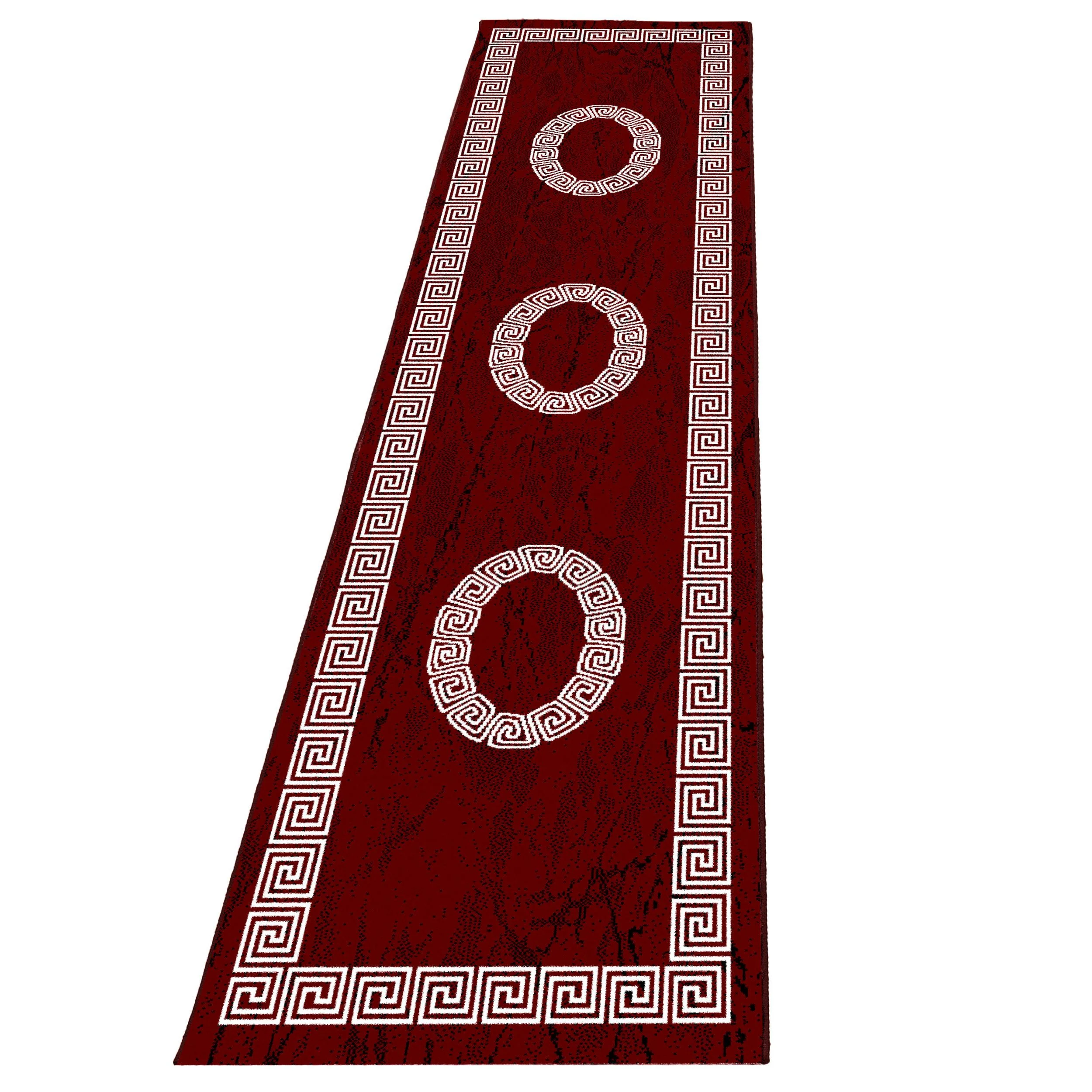 Plus Kurzflorteppich Rot – Mäander mit Mittelmotiv - Image 7