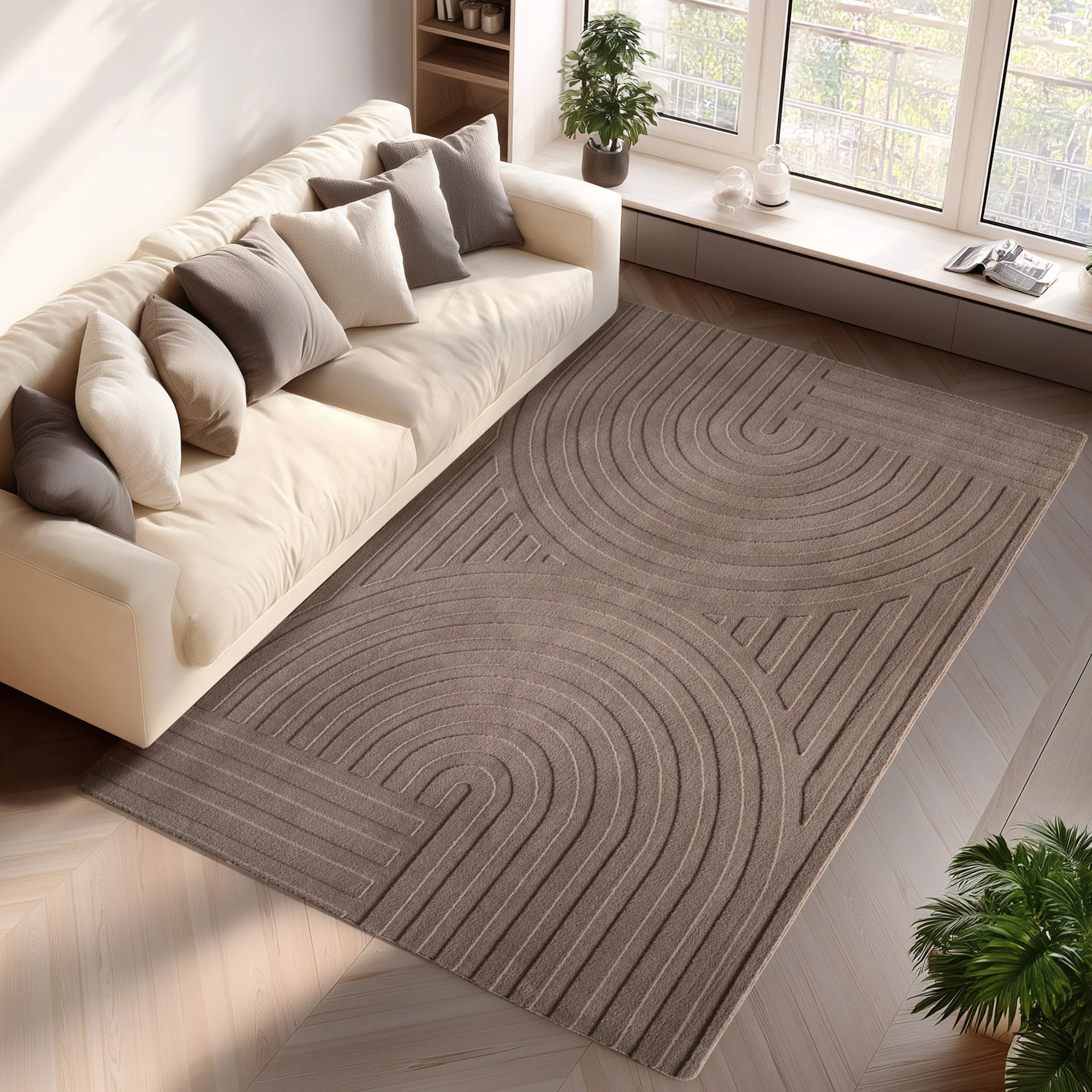 Skandinavischer Boho Teppich Einfarbig Beige 8x15 cm, Deko Teppich, Weich & Pflegeleicht, Waschbar, 3D-Effekt, Teppich für Wohnzimmer und Schlafzimmer, Läufer Teppich - Image 6