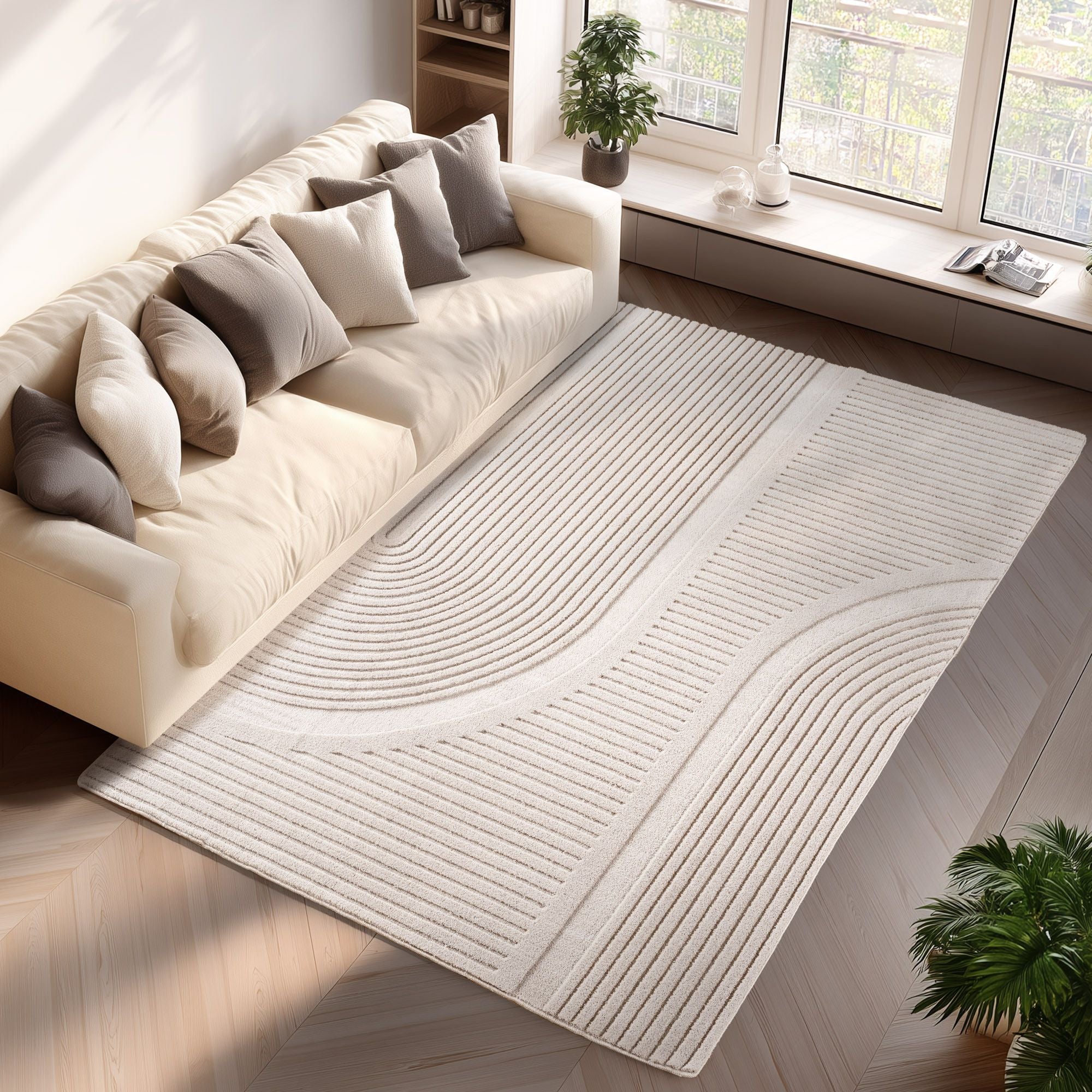 Einfarbiger Skandinavischer Boho Teppich Creme 8x15 cm, Weicher Waschbarer Deko Teppich mit 3D-Effekt, Pflegeleichter Läufer Teppich Wohnzimmer und Schlafzimmer - Image 6