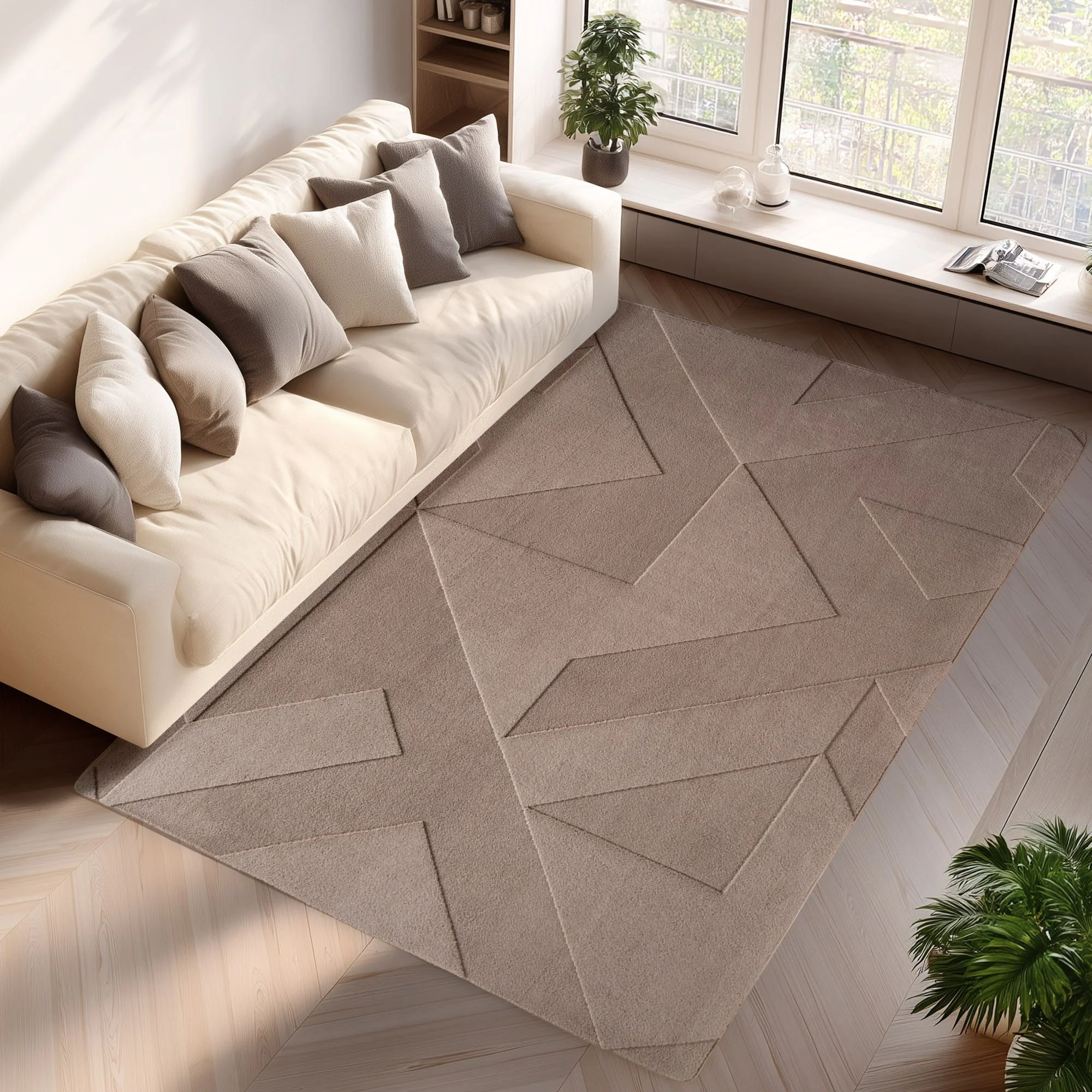 Boho Teppich mit Geometrischem Design, Einfarbig Beige 8x15 cm, Weicher & Pflegeleichter Deko Teppich, Waschbarer Läufer mit 3D-Effekt für Wohnzimmer und Schlafzimmer - Image 6