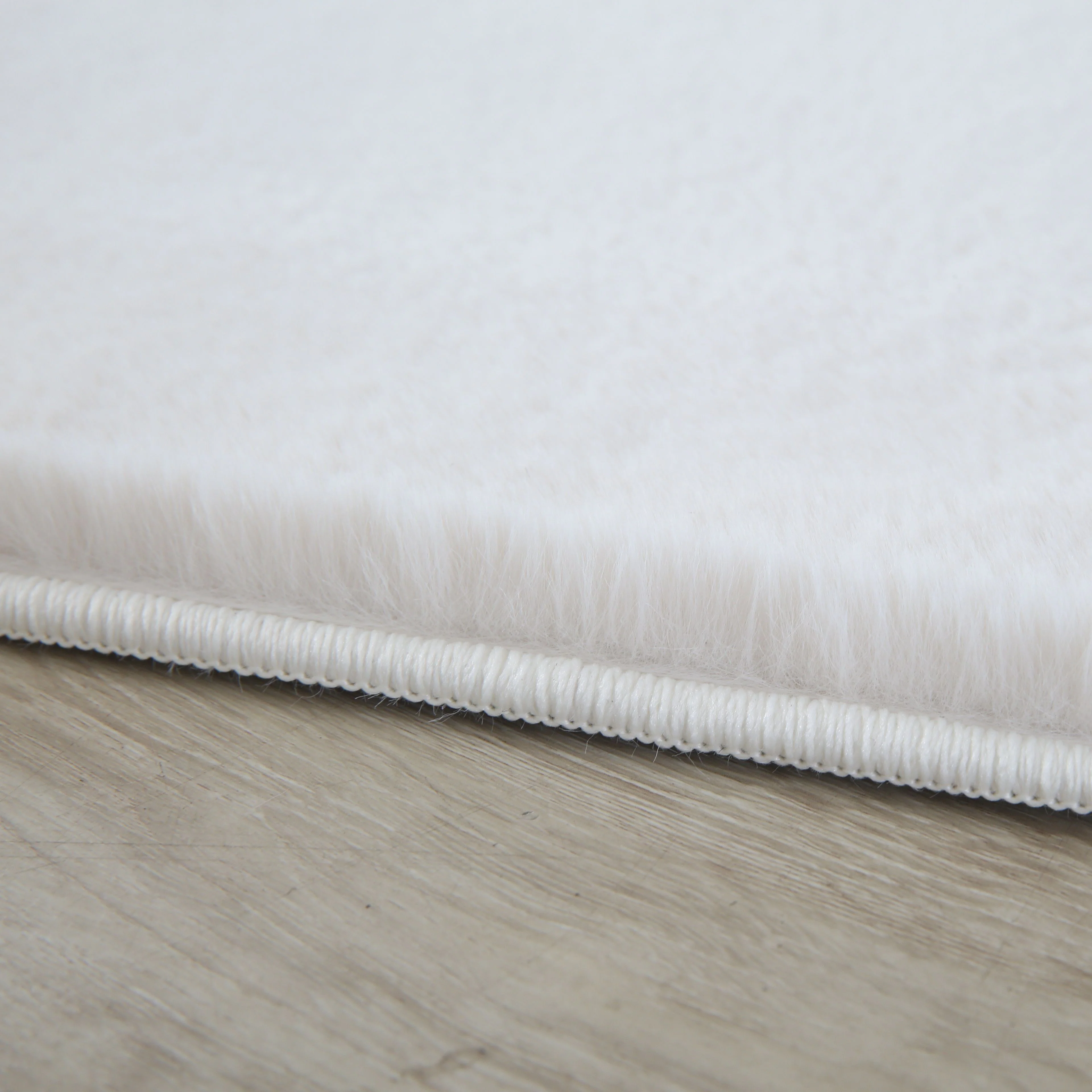 Unicolor Hochflor Teppich: Creme & Baumwolle - Image 4