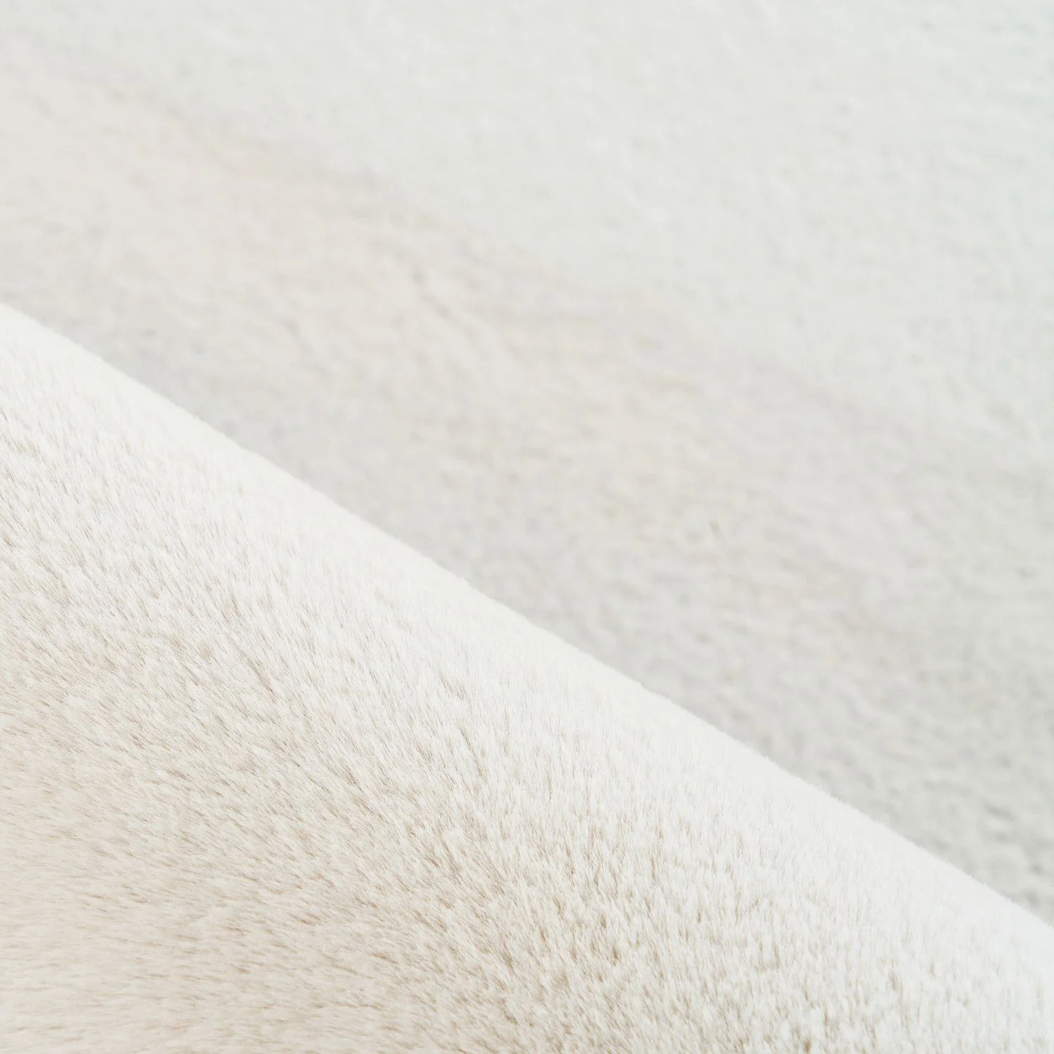 Unicolor Hochflor Teppich: Creme & Baumwolle - Image 5