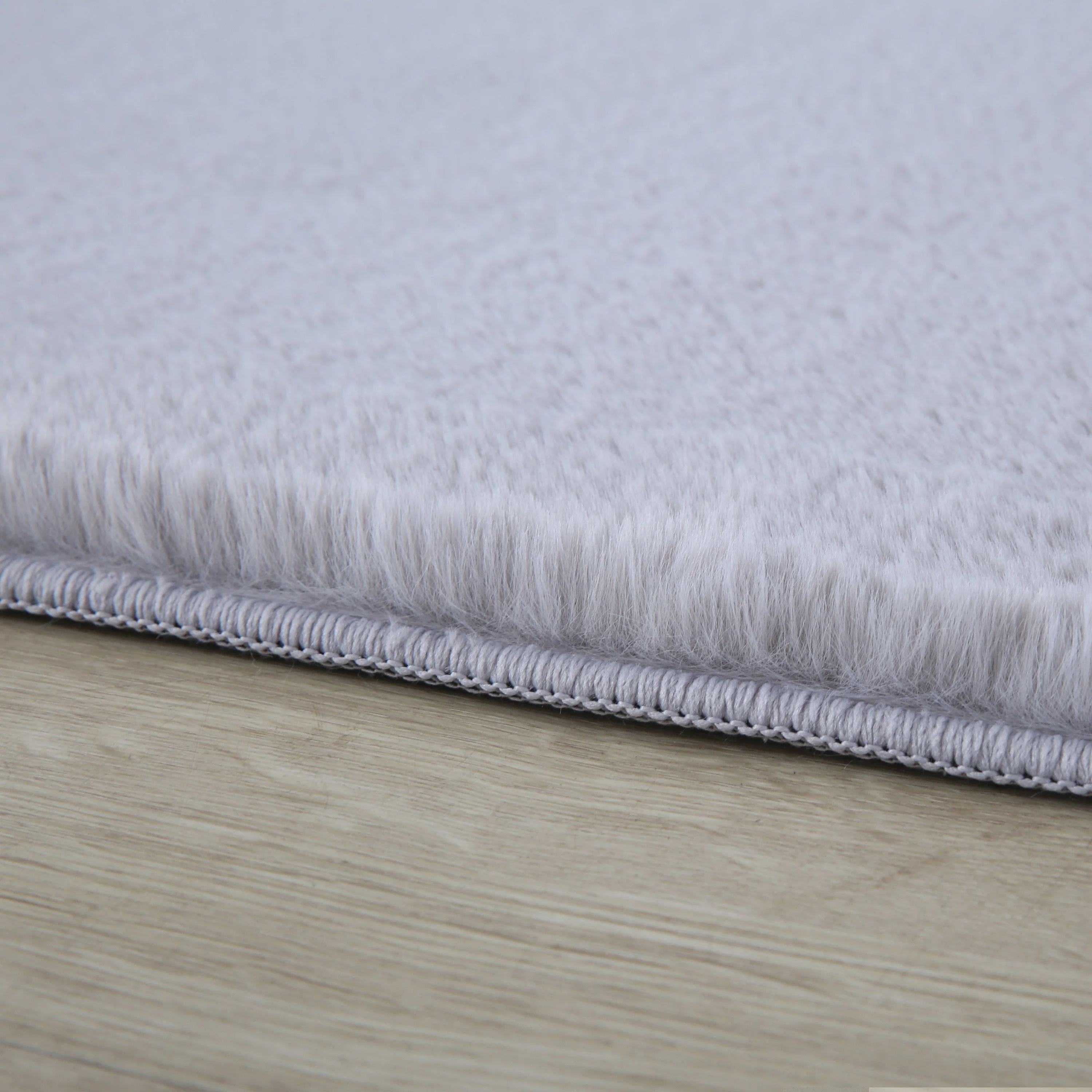 Unicolor Hochflor Teppich: Silber & Baumwolle - Image 4