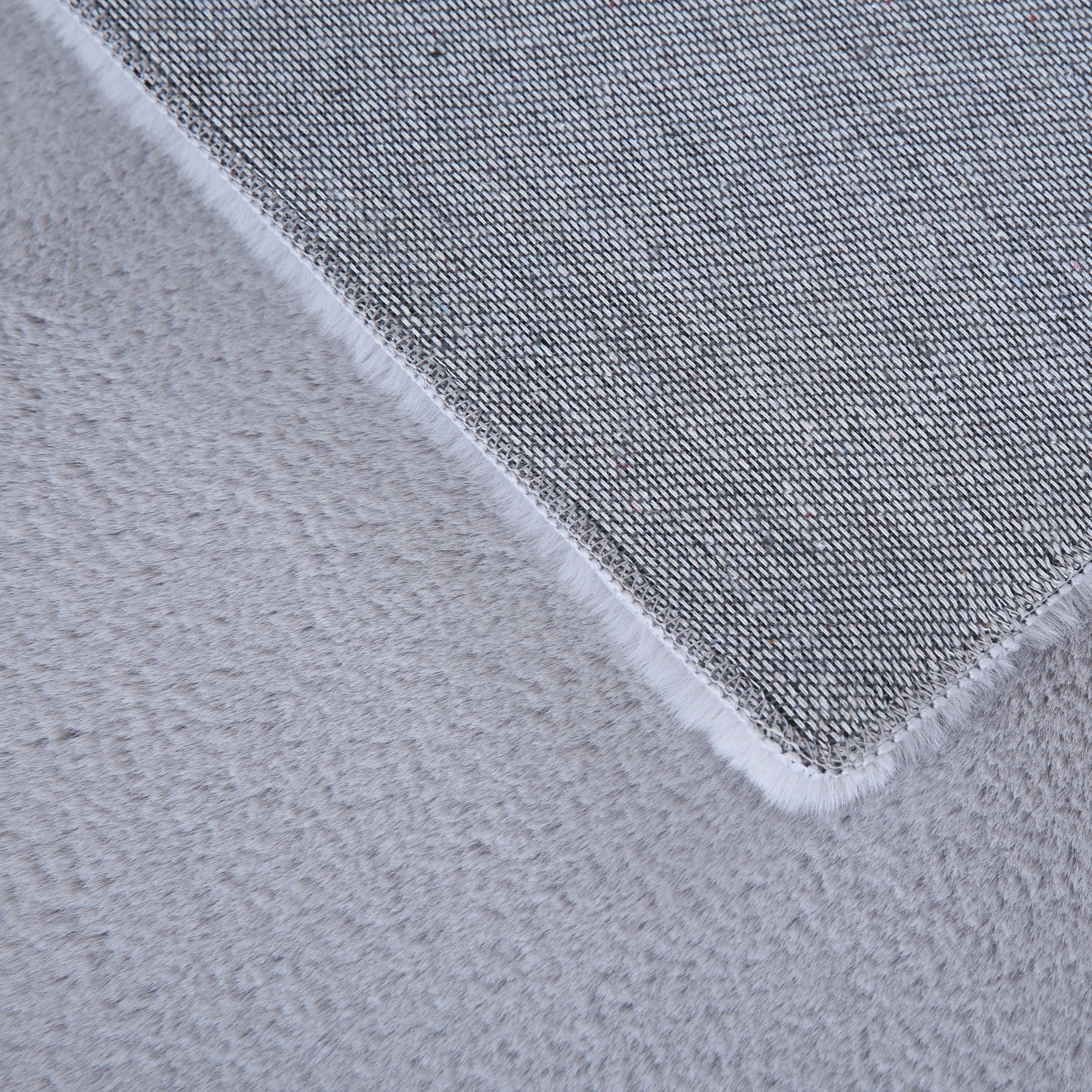 Unicolor Hochflor Teppich: Silber & Baumwolle - Image 6