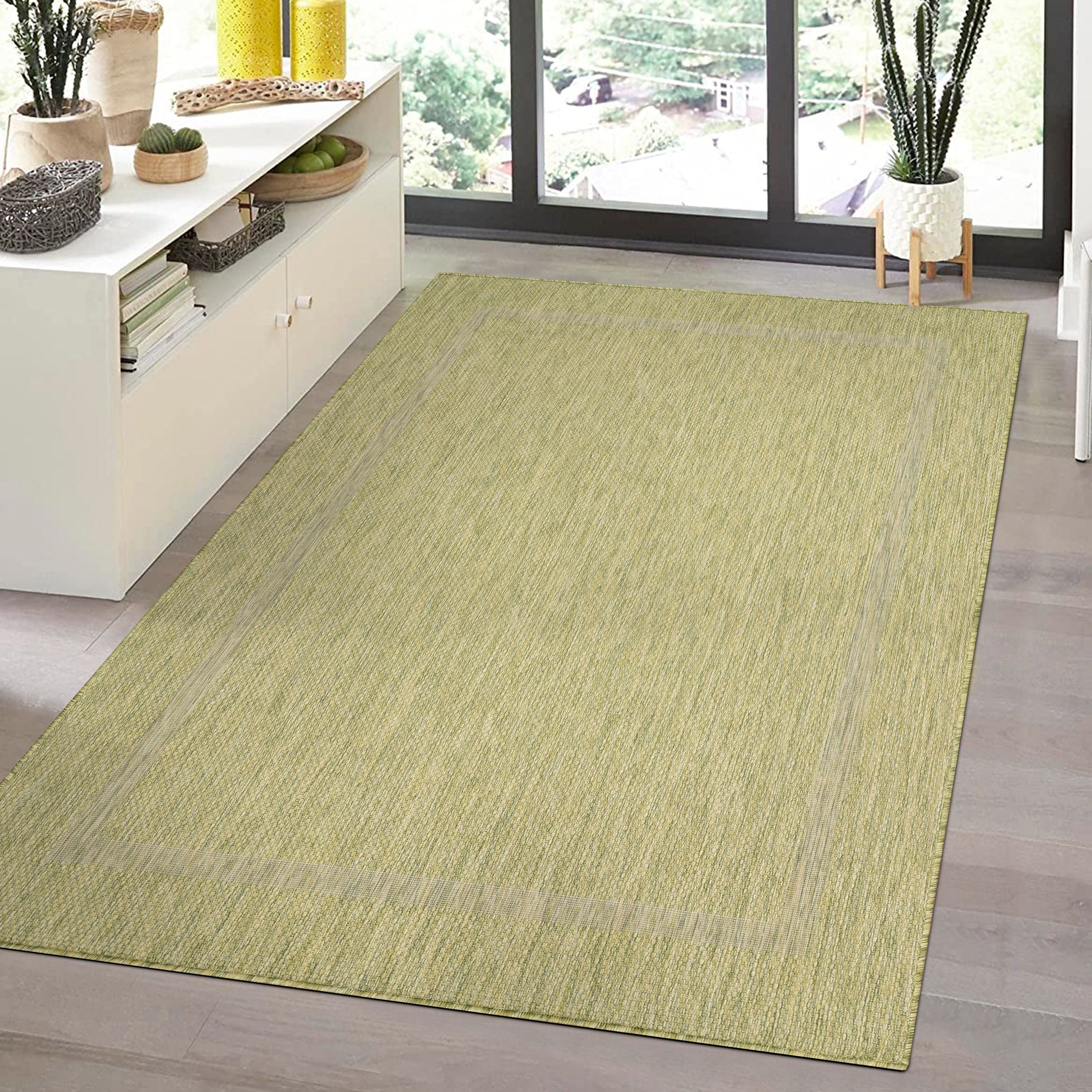 Outdoorteppiche, Unicolor - Einfarbig, Farbe Grün, Teppich für Terasse-Balkon-Küche, Rücken aus Polypropylen