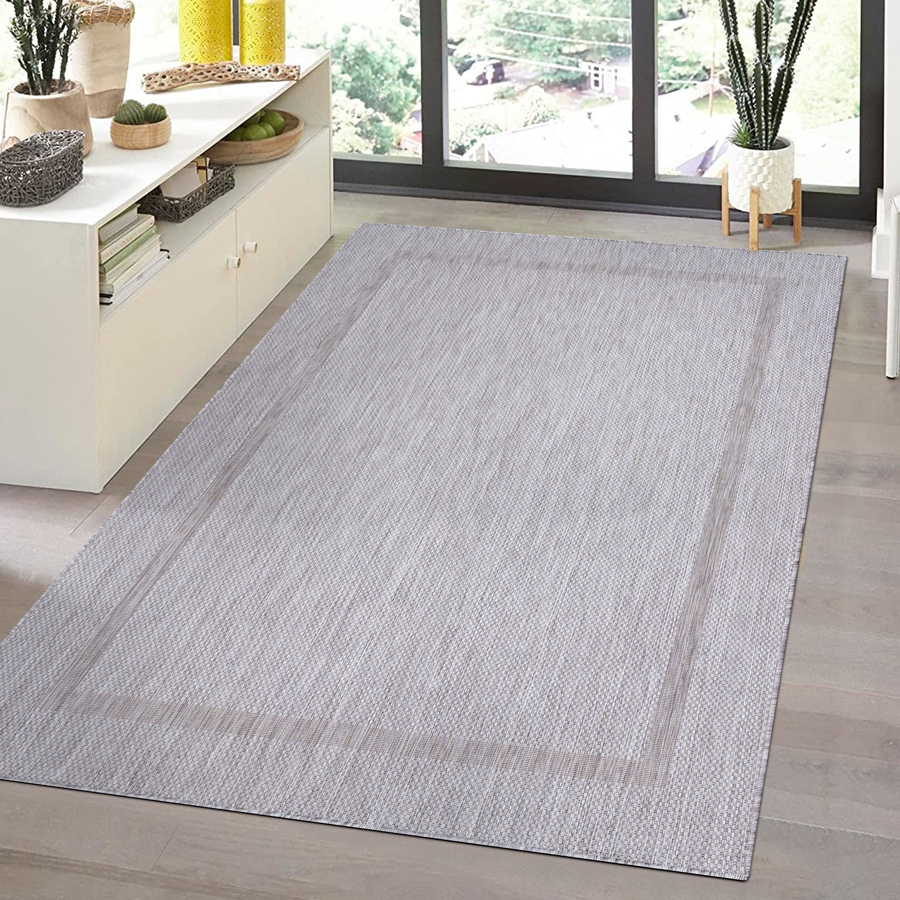 Outdoorteppiche, Unicolor - Einfarbig, Farbe Silber, Teppich für Terasse-Balkon-Küche, Rücken aus Polypropylen