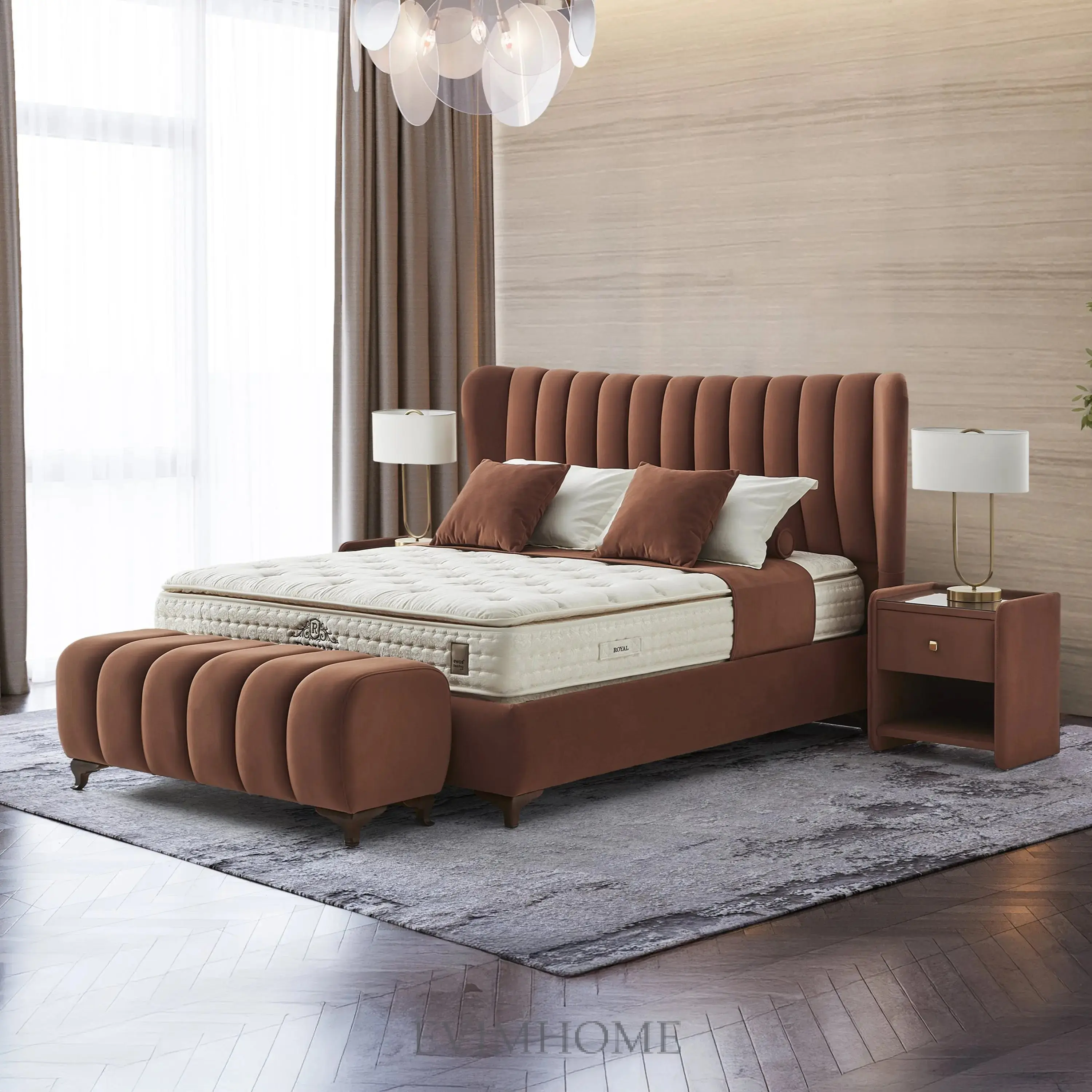 Royal Peri Boxspringbett mit langlebiger Bonellfederkern-Matratze