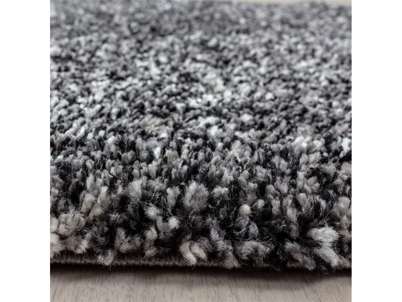 Shaggy Teppich Hochwertig Hochflor Wohnzimmer Anthrazit Grau Weiß Meliert - Image 5