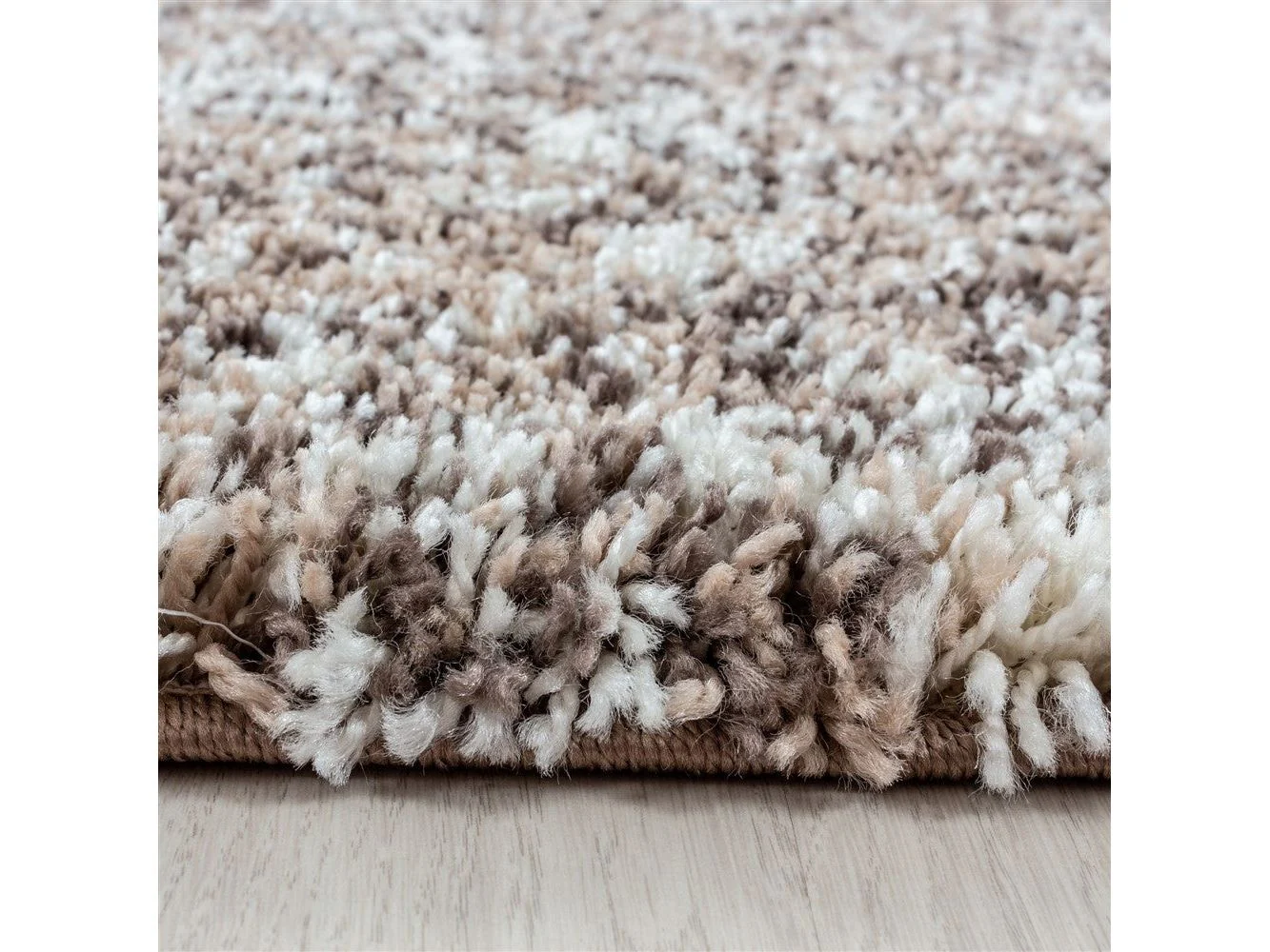 Shaggy Teppich Hochwertig Hochflor Wohnzimmer Beige Taupe Creme Meliert - Image 5