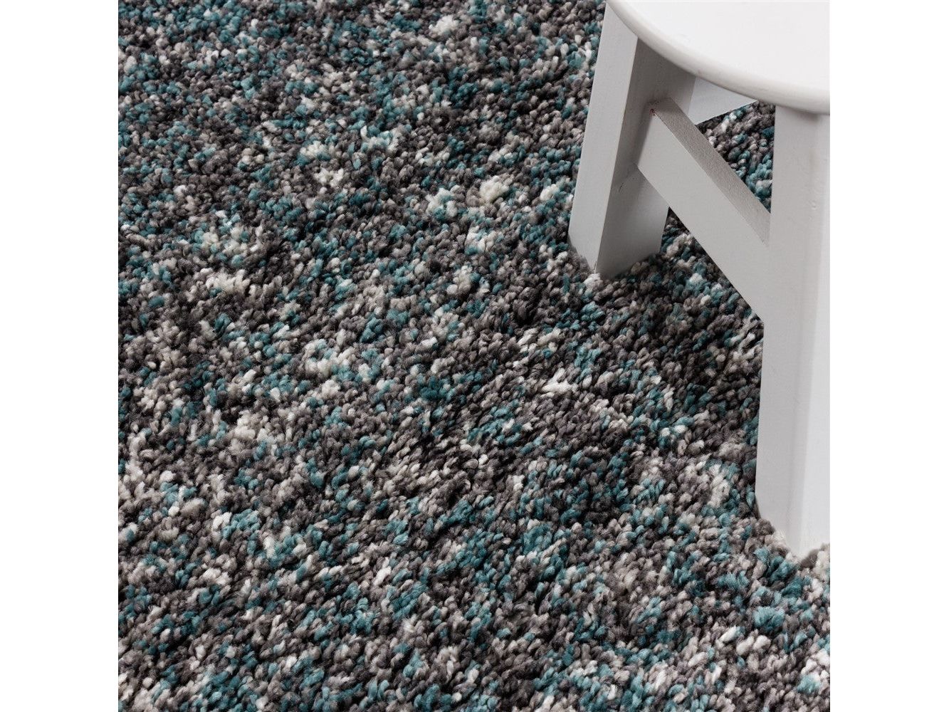 Shaggy Teppich Hochwertig Hochflor Wohnzimmer Mint Grau Creme Meliert - Image 3