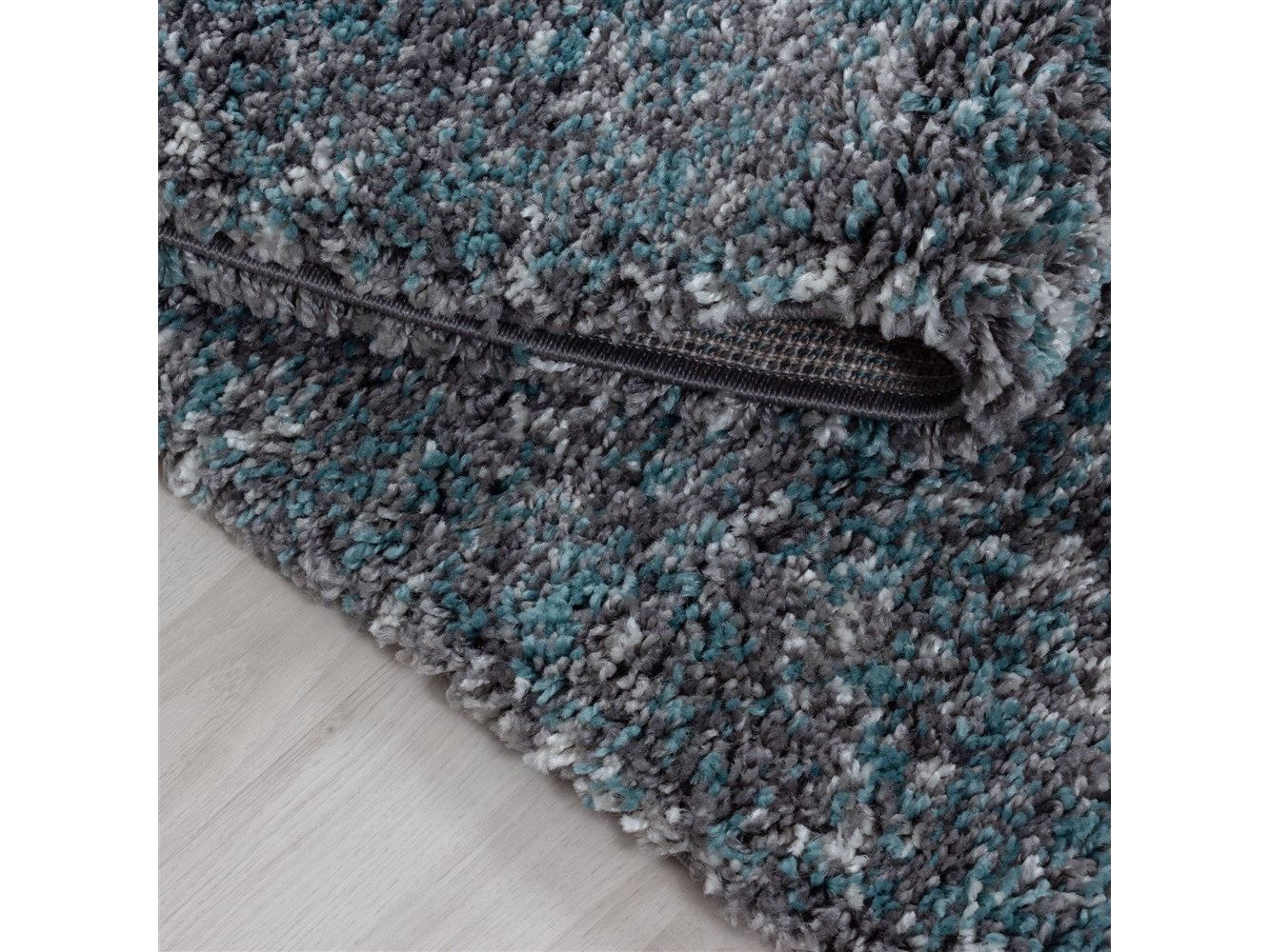 Shaggy Teppich Hochwertig Hochflor Wohnzimmer Mint Grau Creme Meliert - Image 4