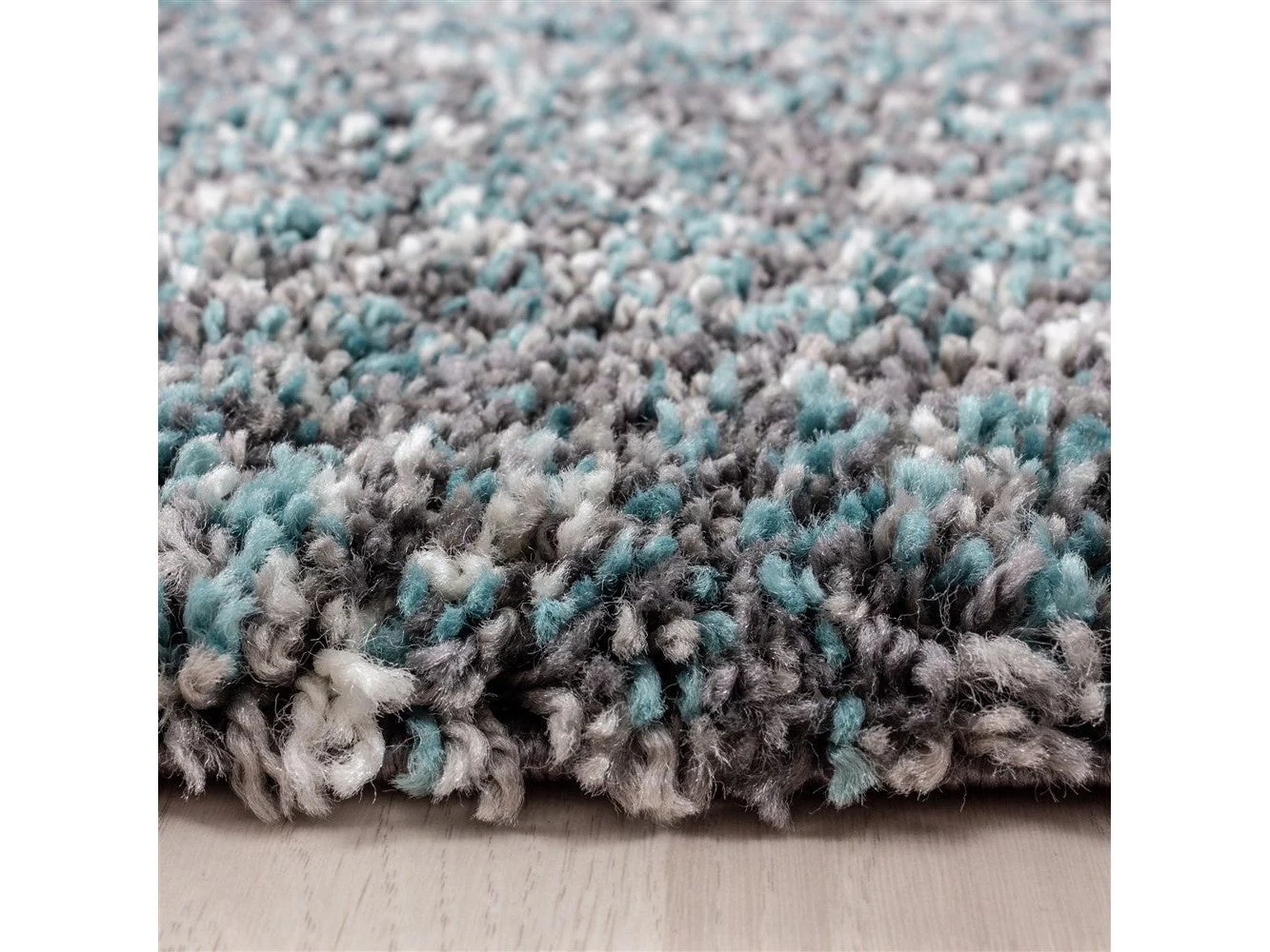 Shaggy Teppich Hochwertig Hochflor Wohnzimmer Mint Grau Creme Meliert - Image 5