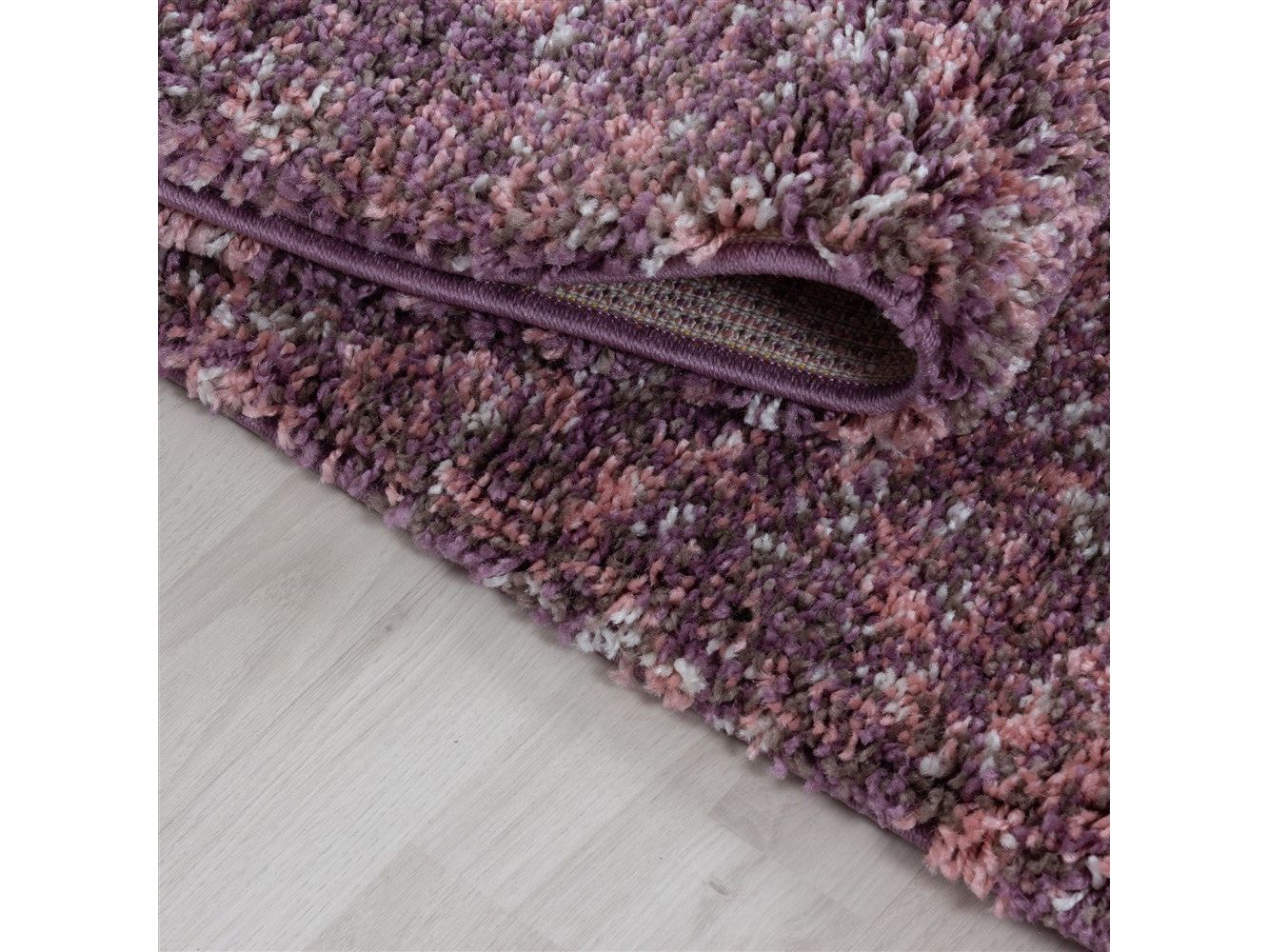 Shaggy Teppich Hochwertig Hochflor Wohnzimmer Pink Lila Taupe Creme Meliert - Image 4