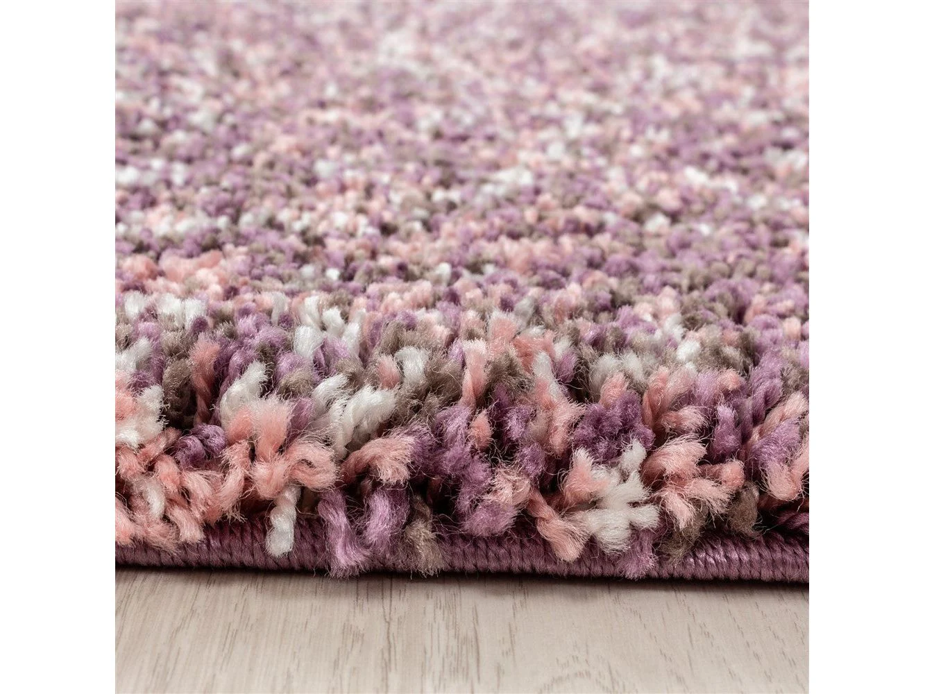 Shaggy Teppich Hochwertig Hochflor Wohnzimmer Pink Lila Taupe Creme Meliert - Image 5