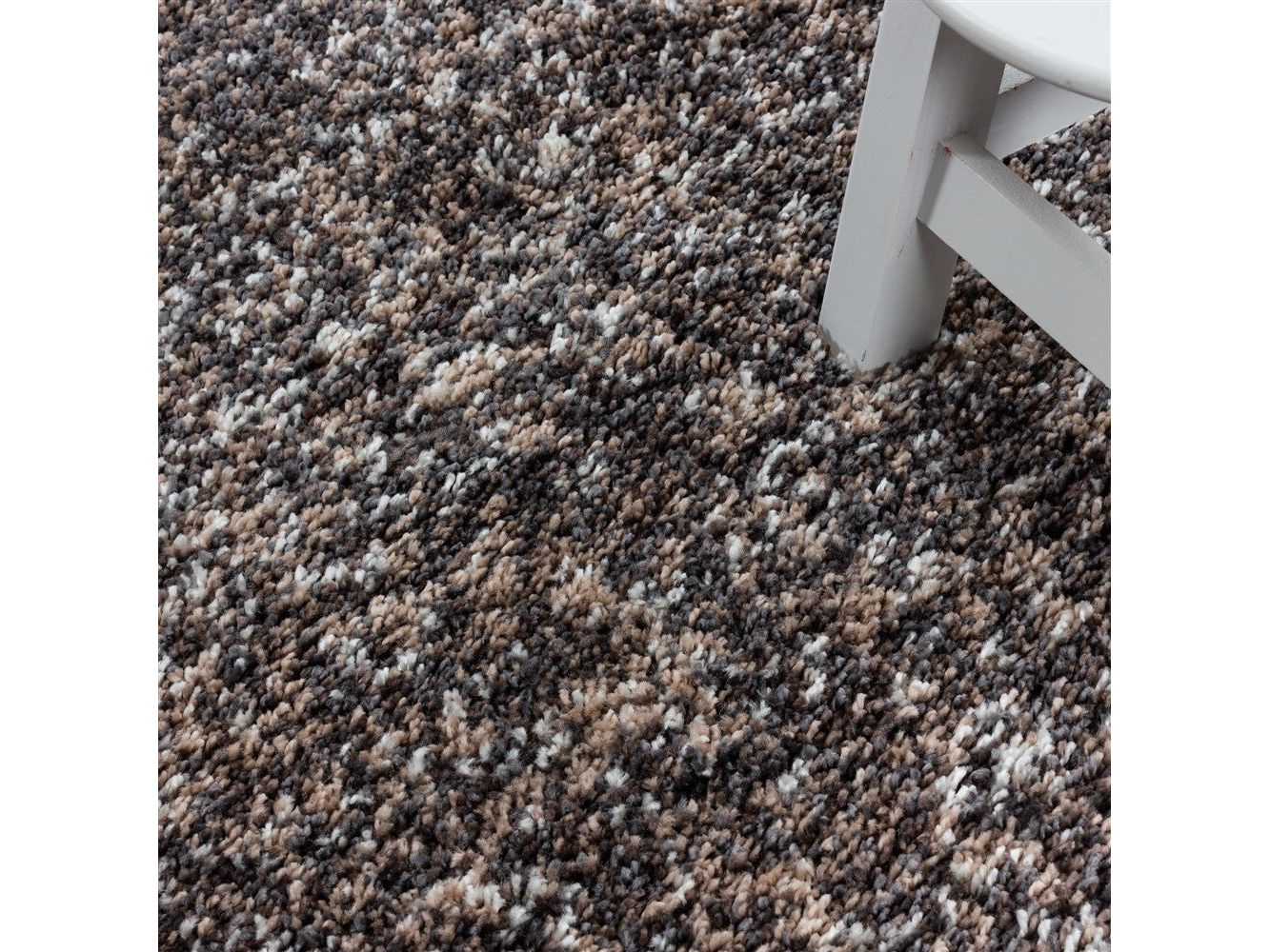 Shaggy Teppich Hochwertig Hochflor Wohnzimmer Taupe Grau Beige Creme Meliert - Image 3