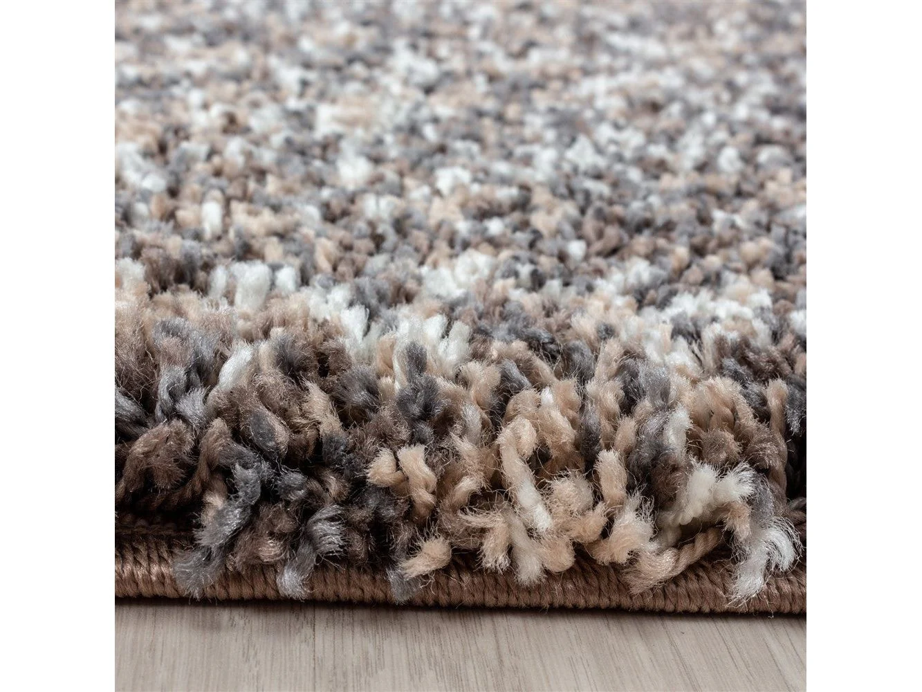 Shaggy Teppich Hochwertig Hochflor Wohnzimmer Taupe Grau Beige Creme Meliert - Image 5
