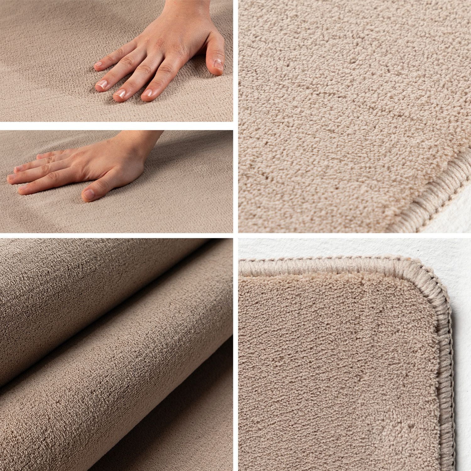 Sky Einfarbiger Kurzflorteppich in Beige mit Anti-Rutsch - Image 3
