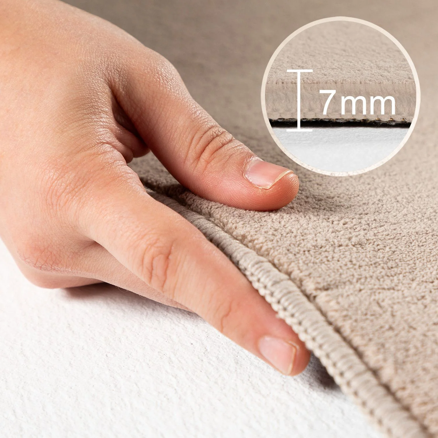 Sky Einfarbiger Kurzflorteppich in Beige mit Anti-Rutsch - Image 5