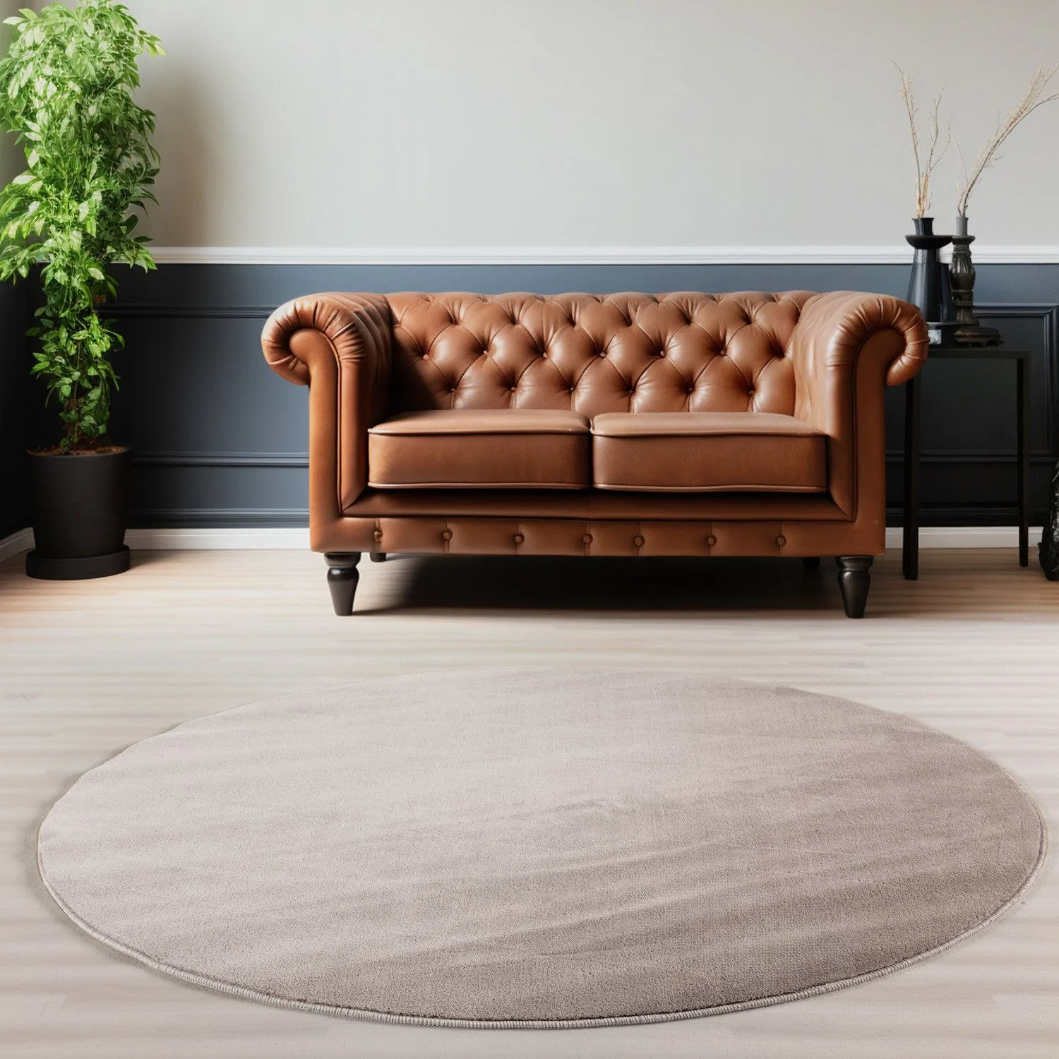 Sky Einfarbiger Kurzflorteppich in Beige mit Anti-Rutsch - Image 7