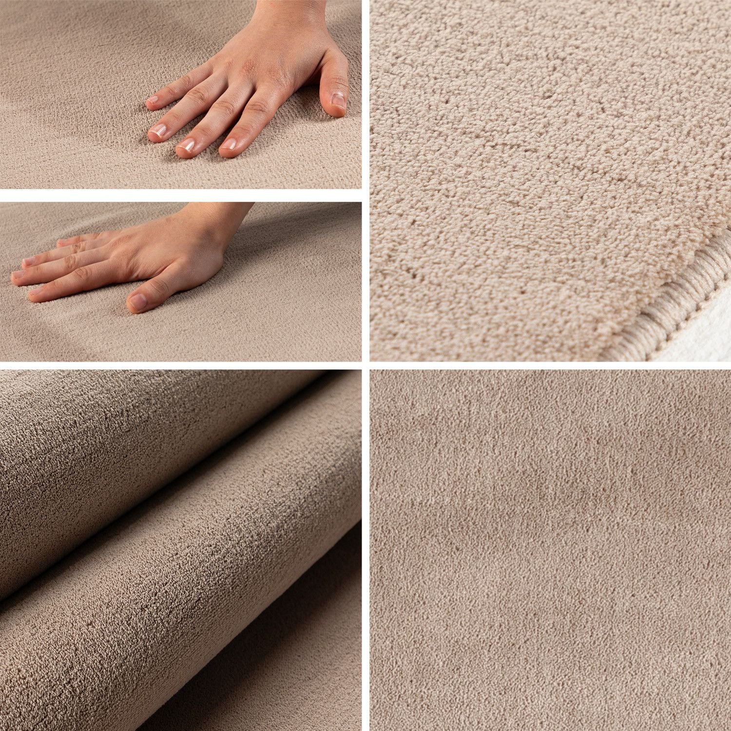 Sky Einfarbiger Kurzflorteppich in Beige mit Anti-Rutsch - Image 9