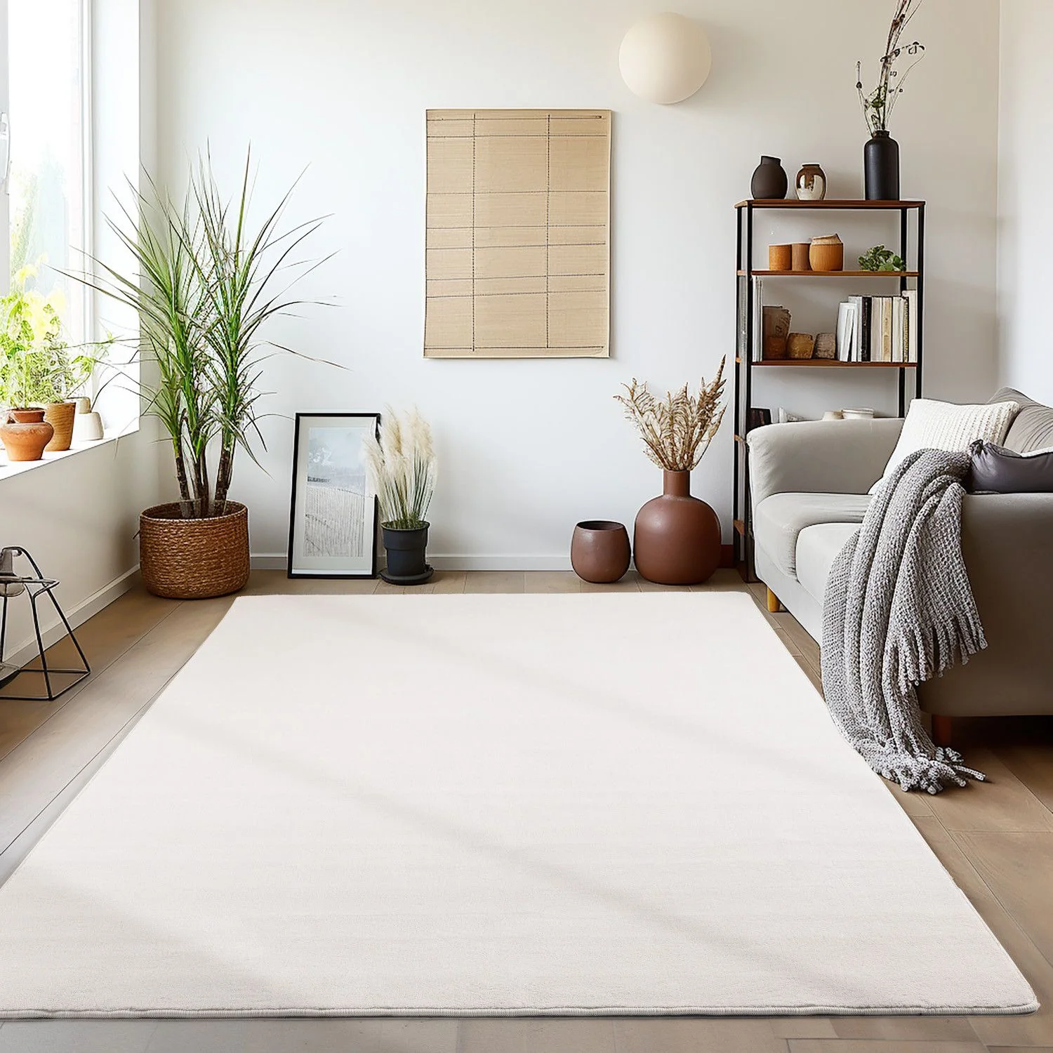 Sky Kurzflorteppich Creme – Unicolor, Anti-Rutsch