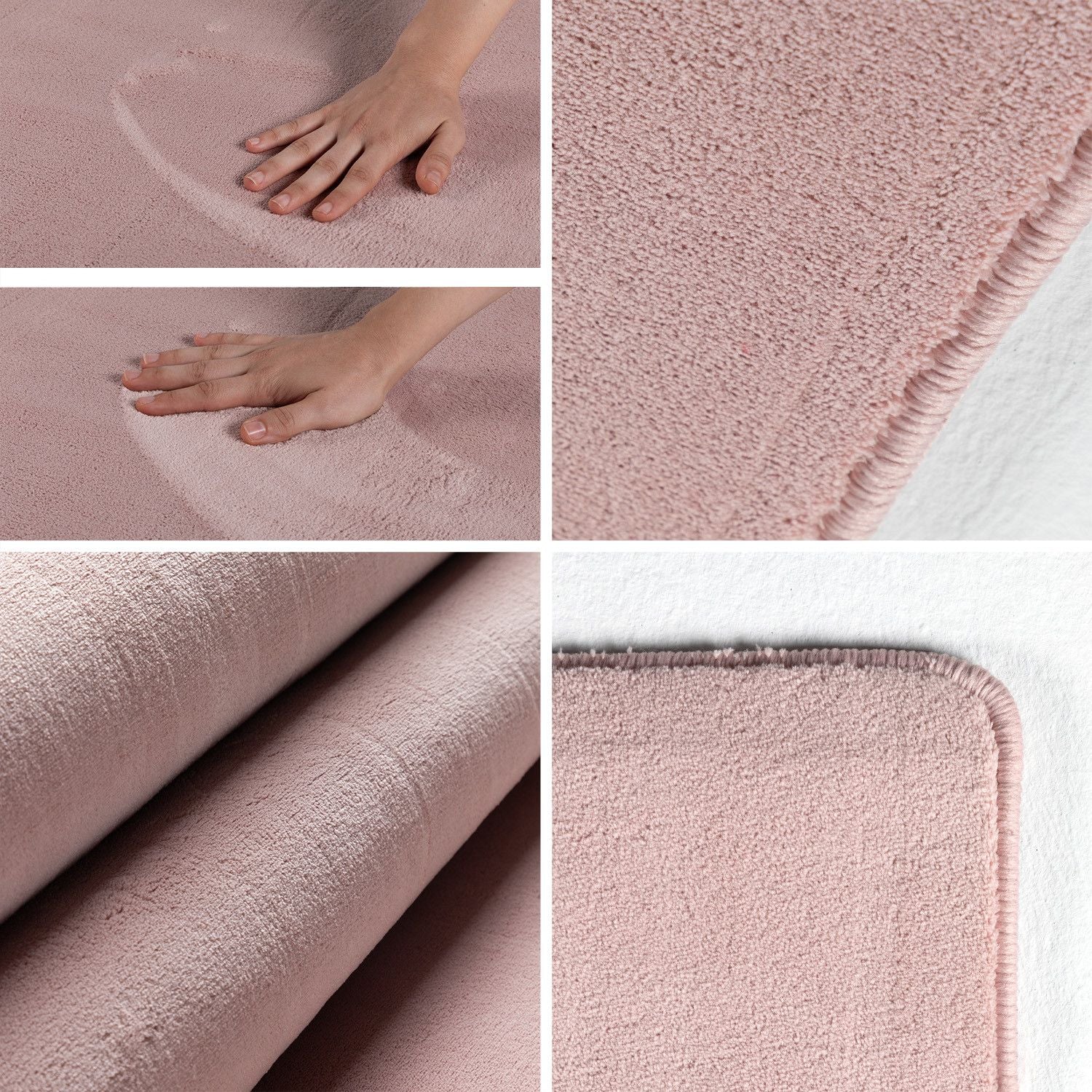 Sky Kurzflorteppich Rosa – Unicolor, Anti-Rutsch - Image 3