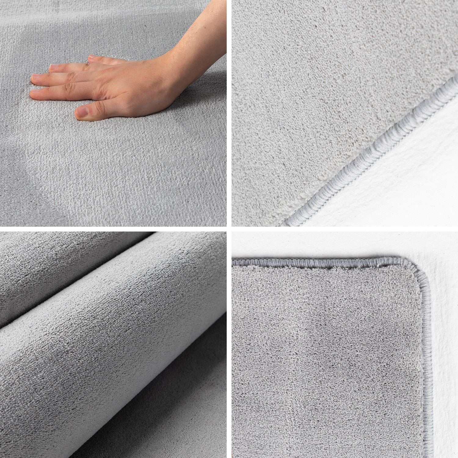 Kurzflorteppiche, Unicolor - Einfarbig, Farbe Silber, Teppich für Wohnzimmer, Rücken aus Anti-rutsch - Image 3