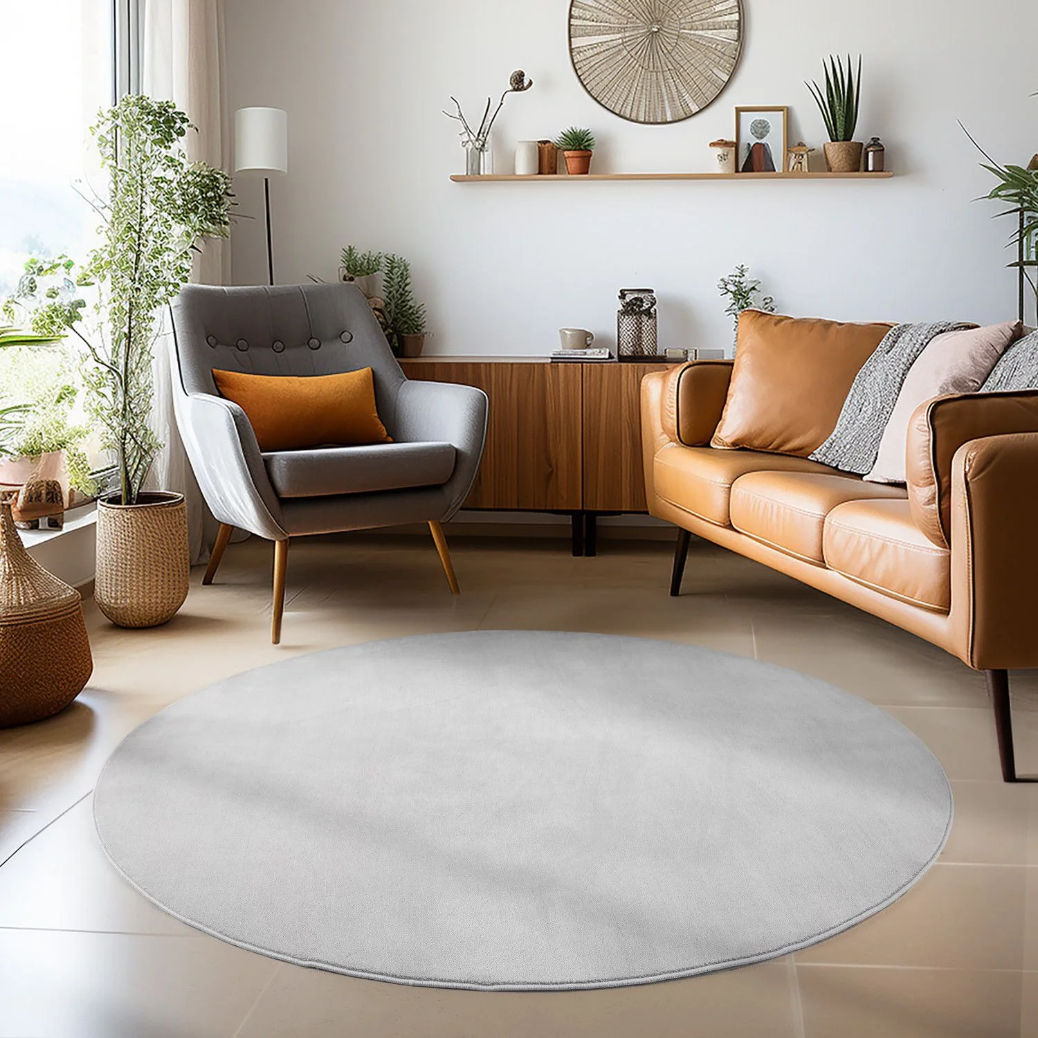 Kurzflorteppiche, Unicolor - Einfarbig, Farbe Silber, Teppich für Wohnzimmer, Rücken aus Anti-rutsch - Image 7