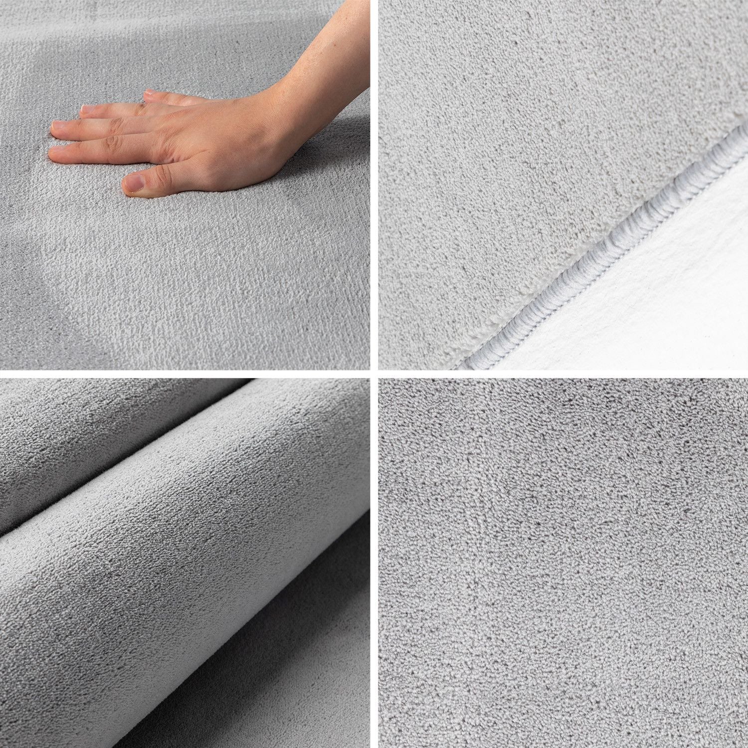 Kurzflorteppiche, Unicolor - Einfarbig, Farbe Silber, Teppich für Wohnzimmer, Rücken aus Anti-rutsch - Image 9