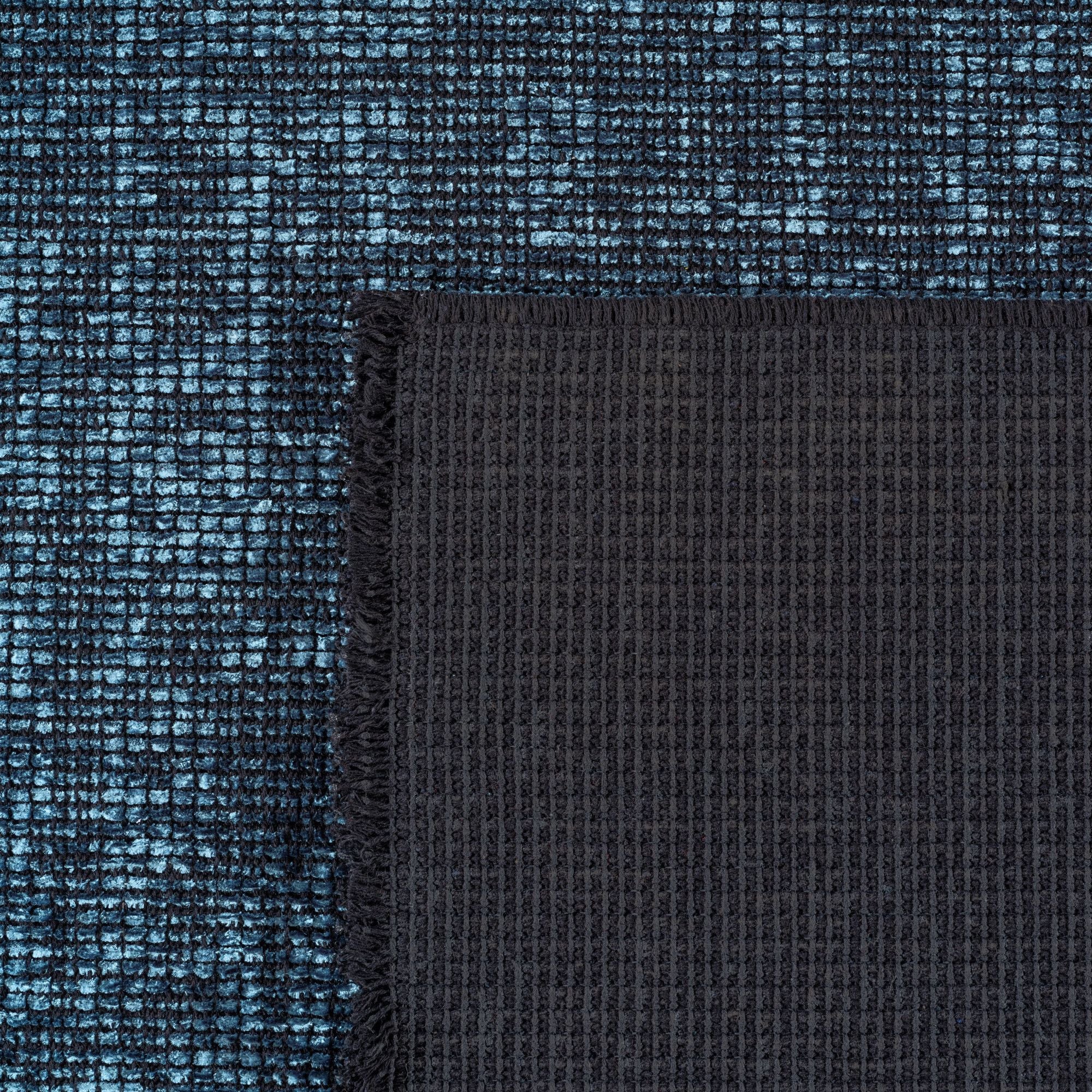 Baumwolle Chenille Teppich Läufer Blau 8x15 cm – Waschbar, Boho-Stil, Vintage Kelim, Kurzflor, Rutschfest & Weich, Einfarbig Meliert, Für Küche, Schlafzimmer & Flur - Image 4